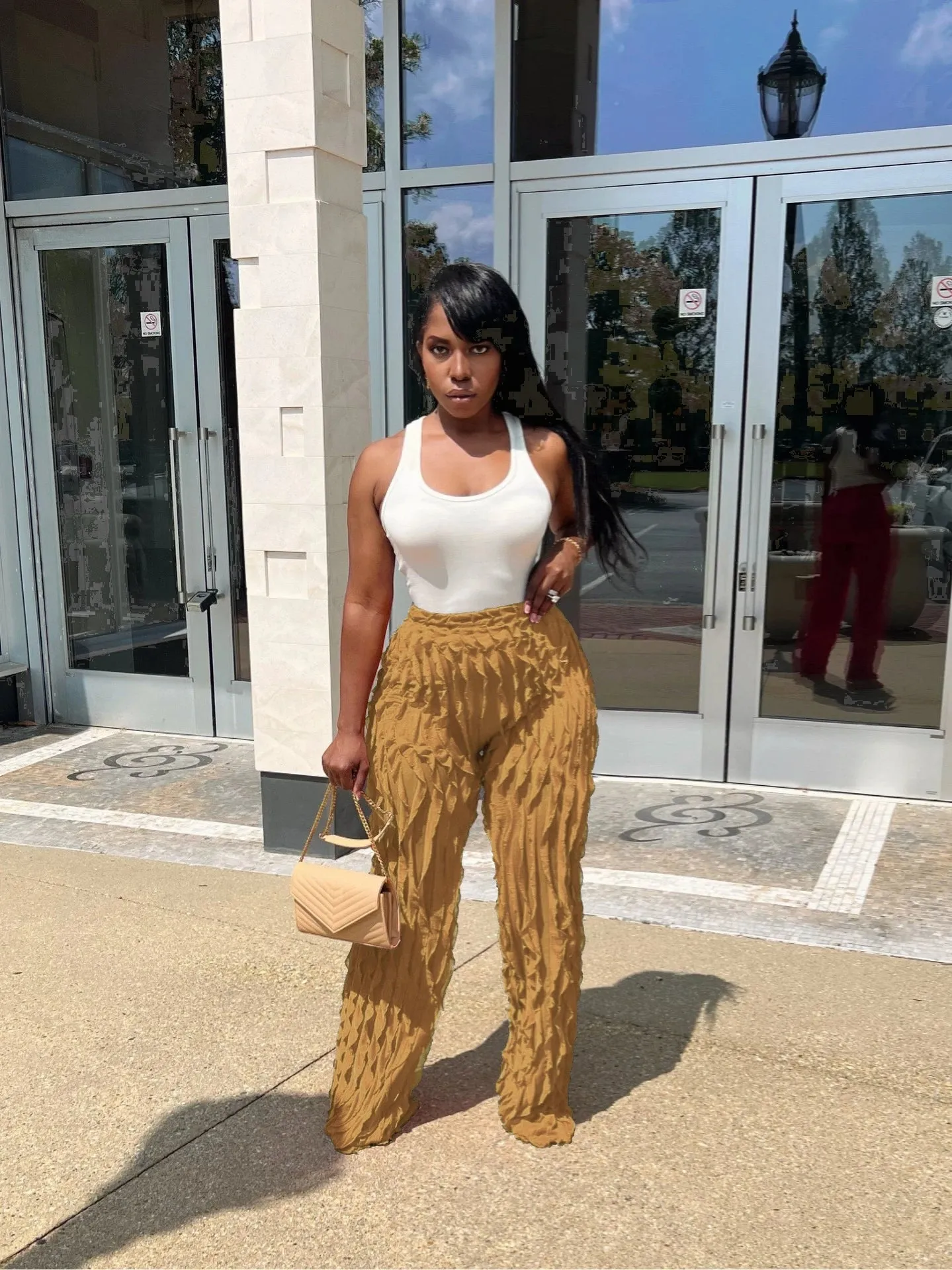 Ruffles Wave Splicing Wide Leg Pants