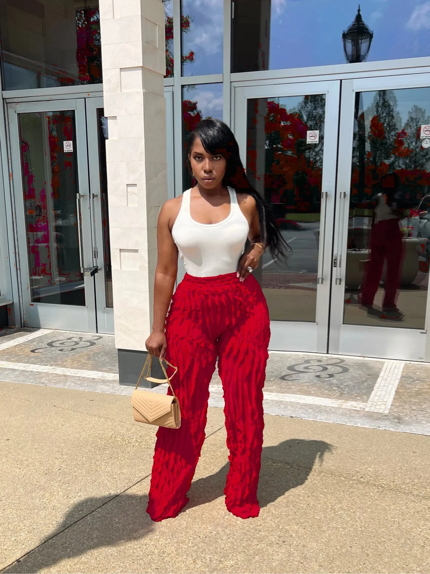 Ruffles Wave Splicing Wide Leg Pants
