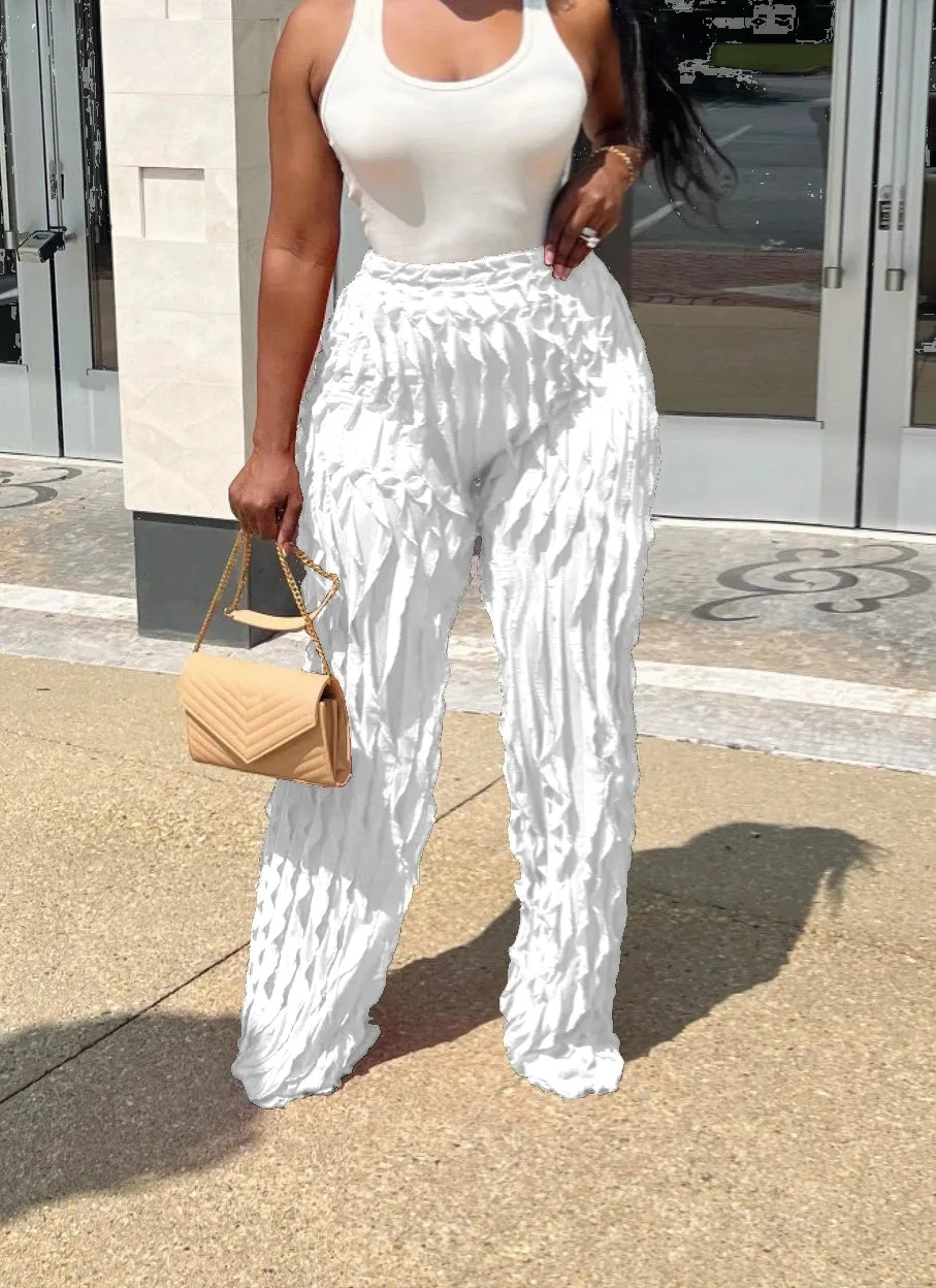 Ruffles Wave Splicing Wide Leg Pants