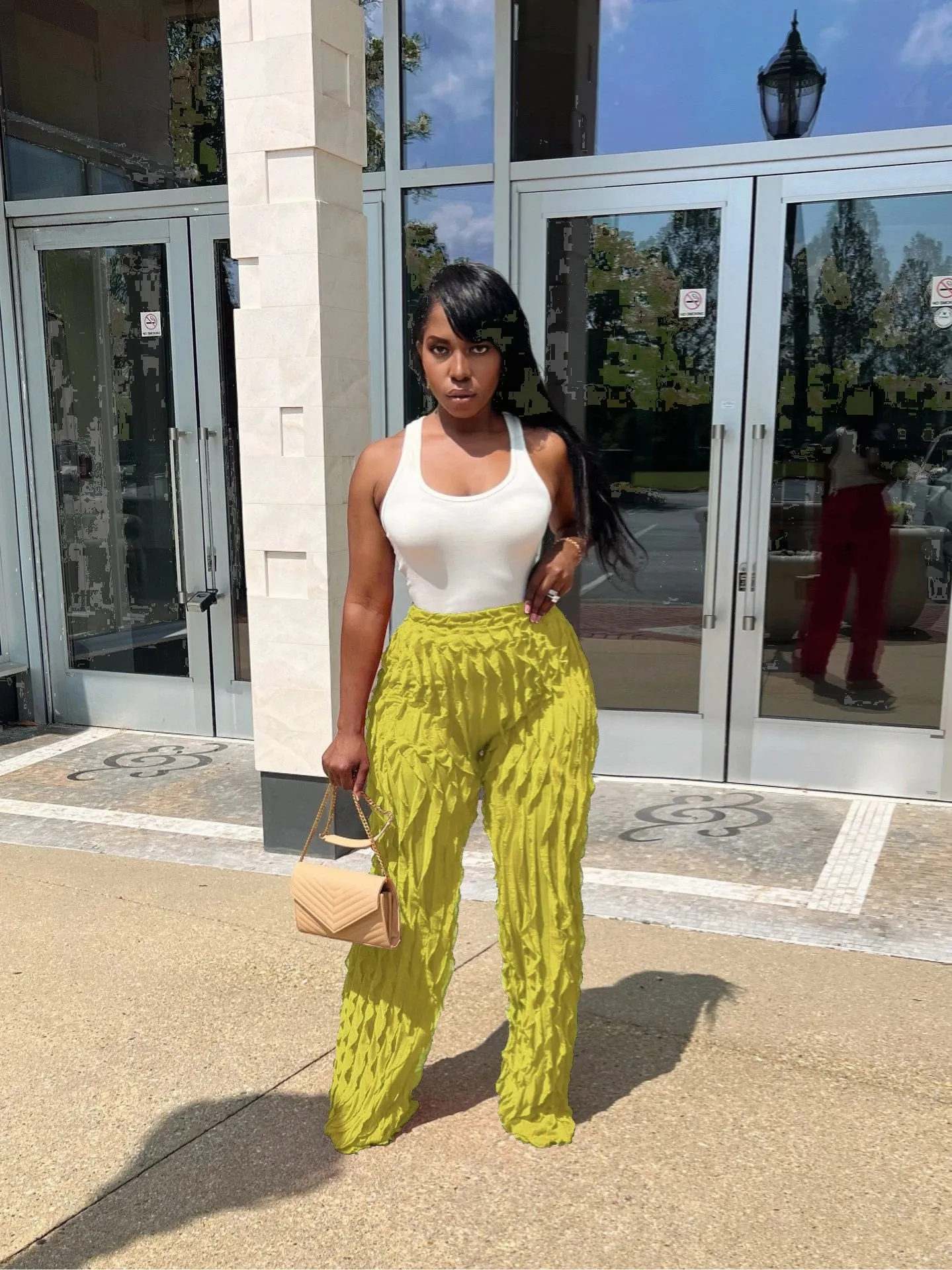 Ruffles Wave Splicing Wide Leg Pants