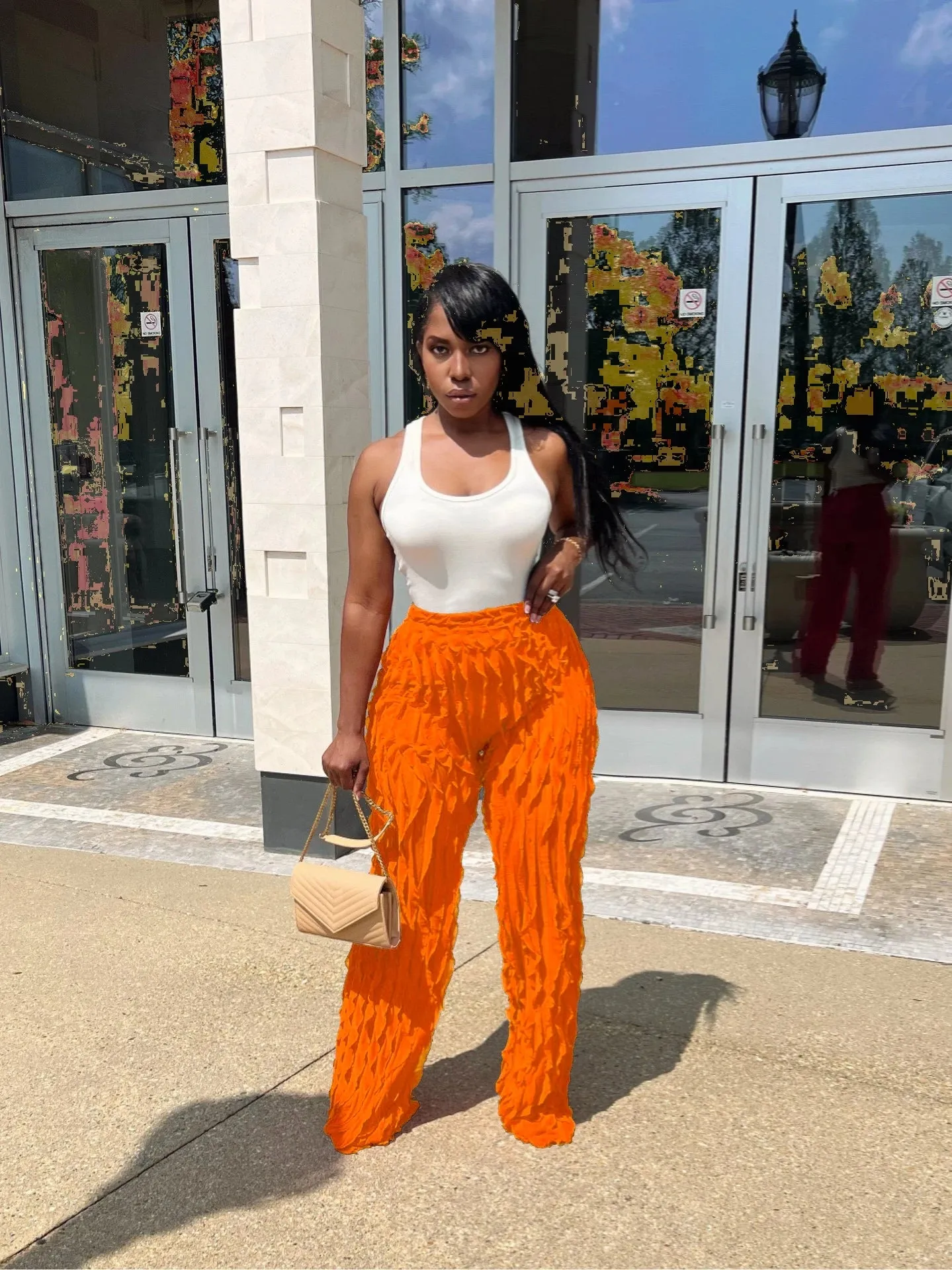 Ruffles Wave Splicing Wide Leg Pants