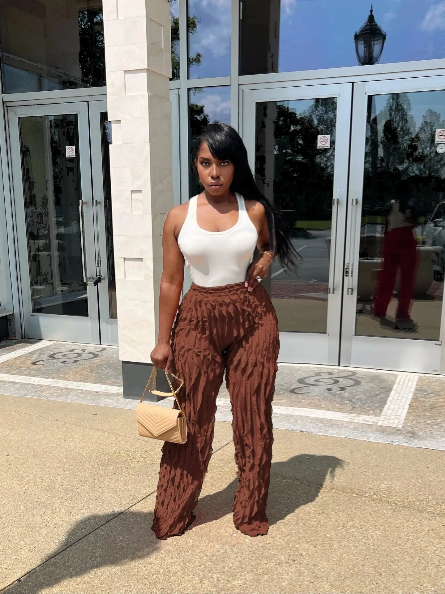 Ruffles Wave Splicing Wide Leg Pants