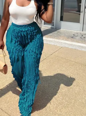 Ruffles Wave Splicing Wide Leg Pants