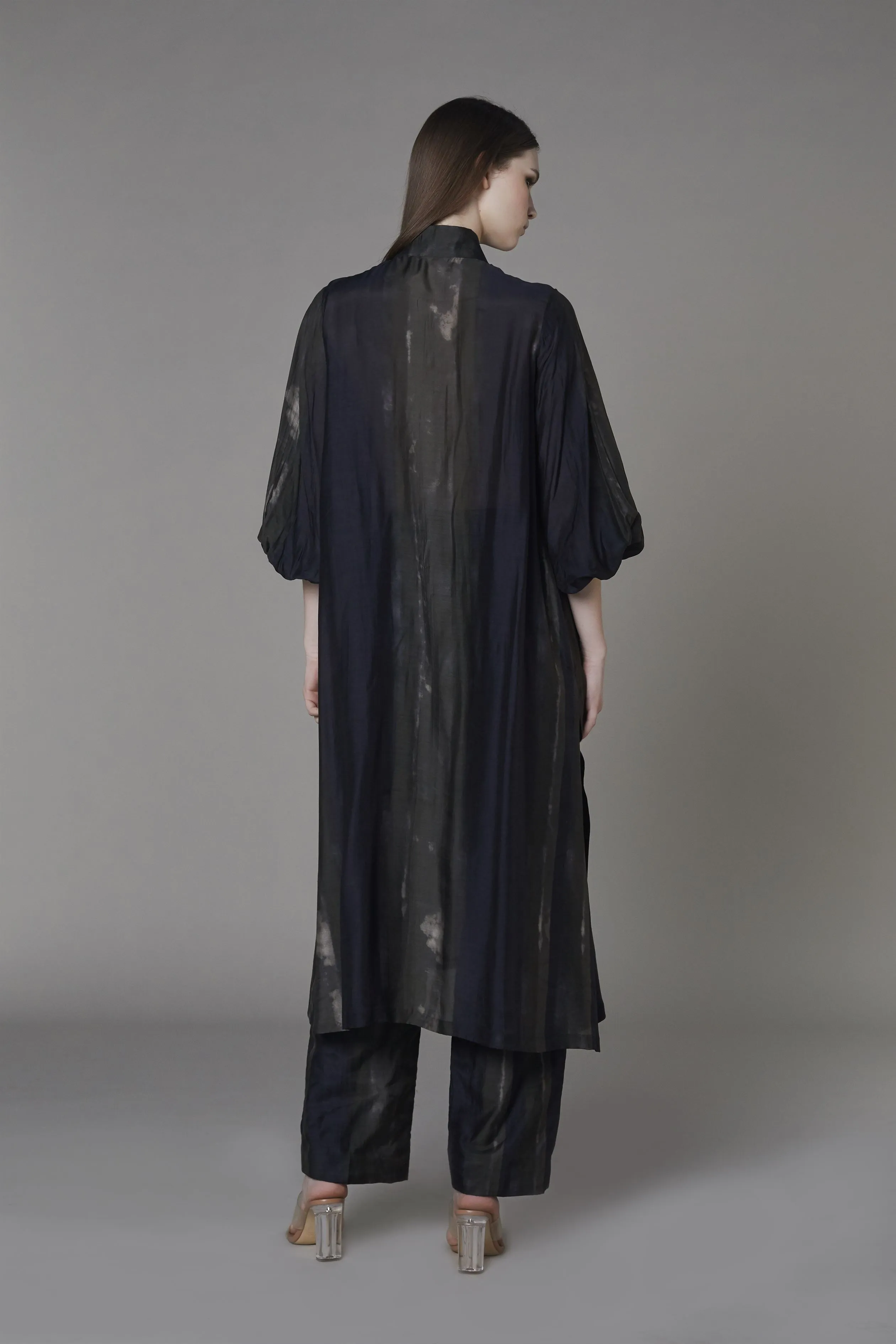 Saaksha & KinniÂ    I   Olive black stripe fugga sleeve embroidered kurta  Olive black stripe pants Satin Olive Black  SS22088    SS22074