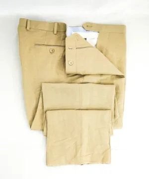 SAKS FIFTH AVE by SAMUELSOHN-  Linen & Silk Beige Flat Front Pants - 40W