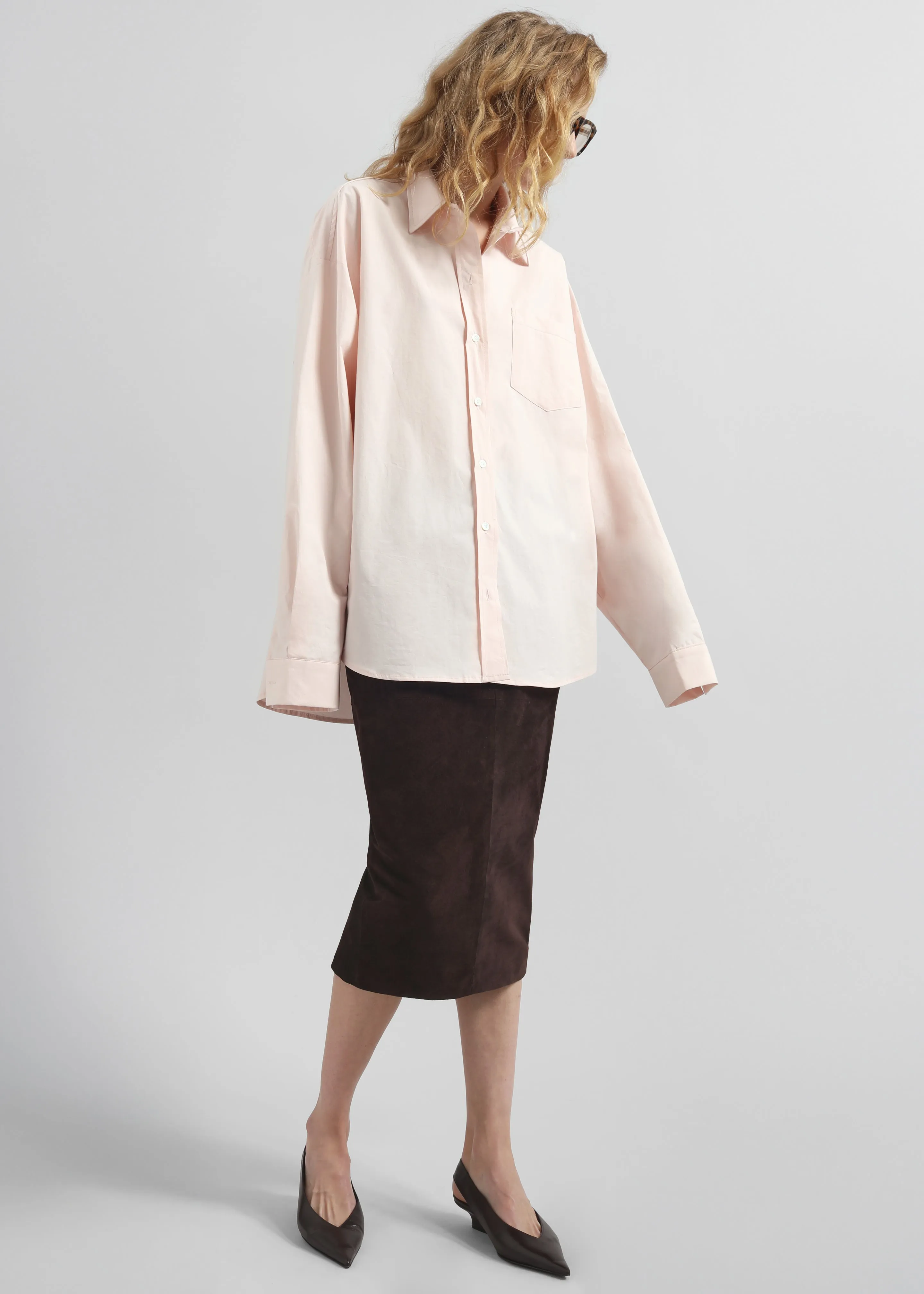 Salnor Suede Midi Skirt - Dark Brown