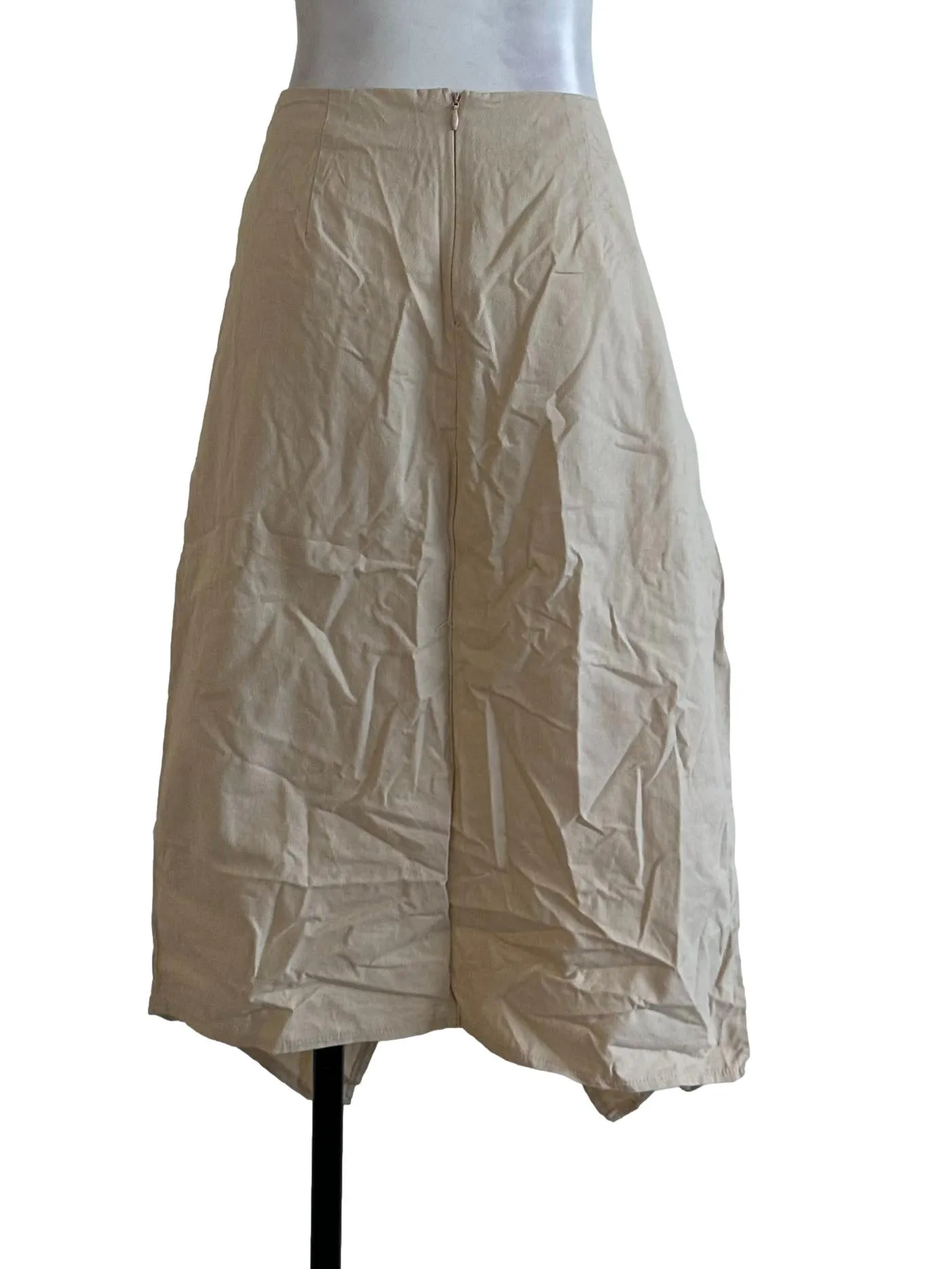 Sand Beige Plain Button Skirt