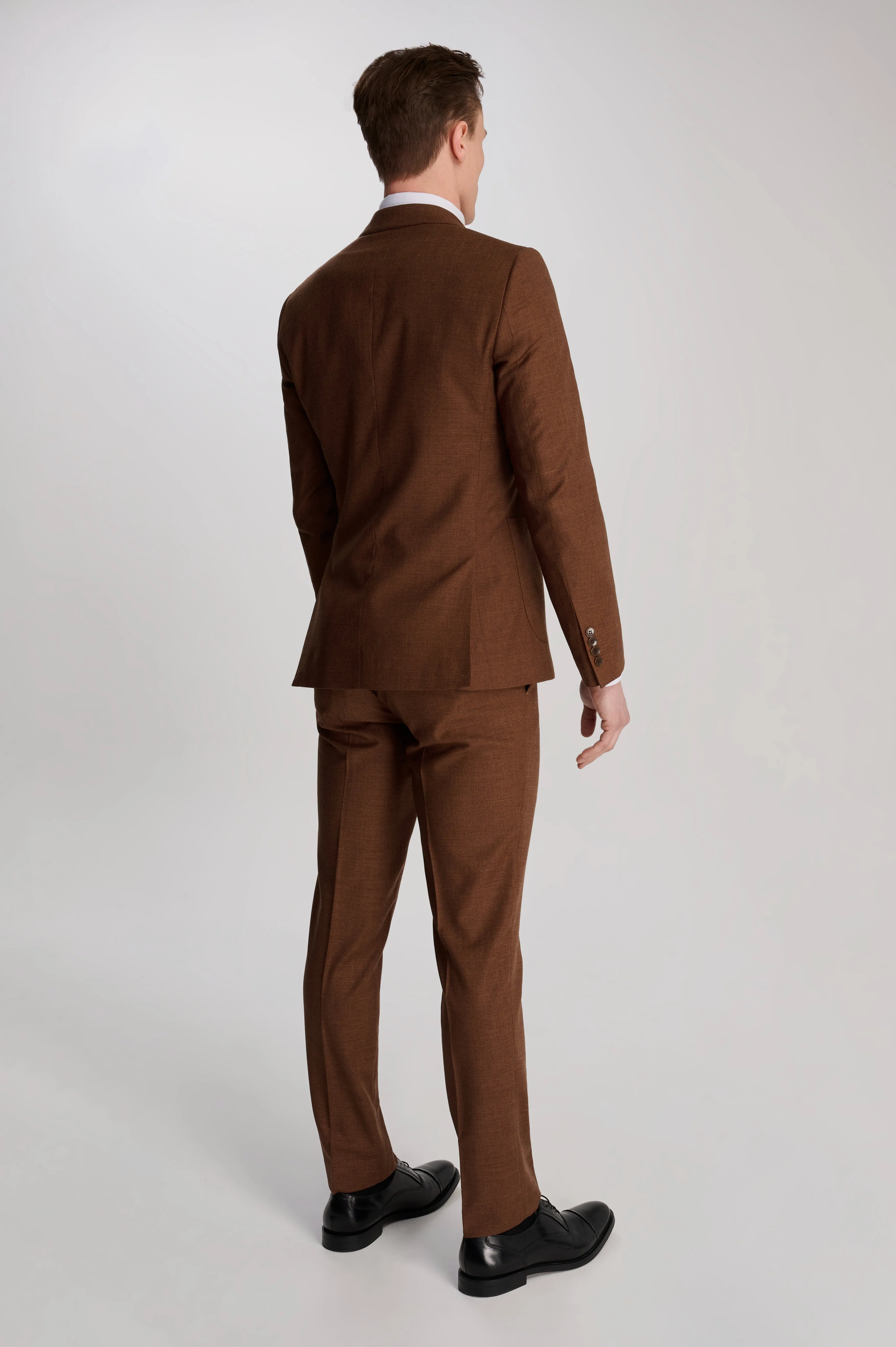 Sandro Linen Look Double Breasted Suit Jacket in Rust