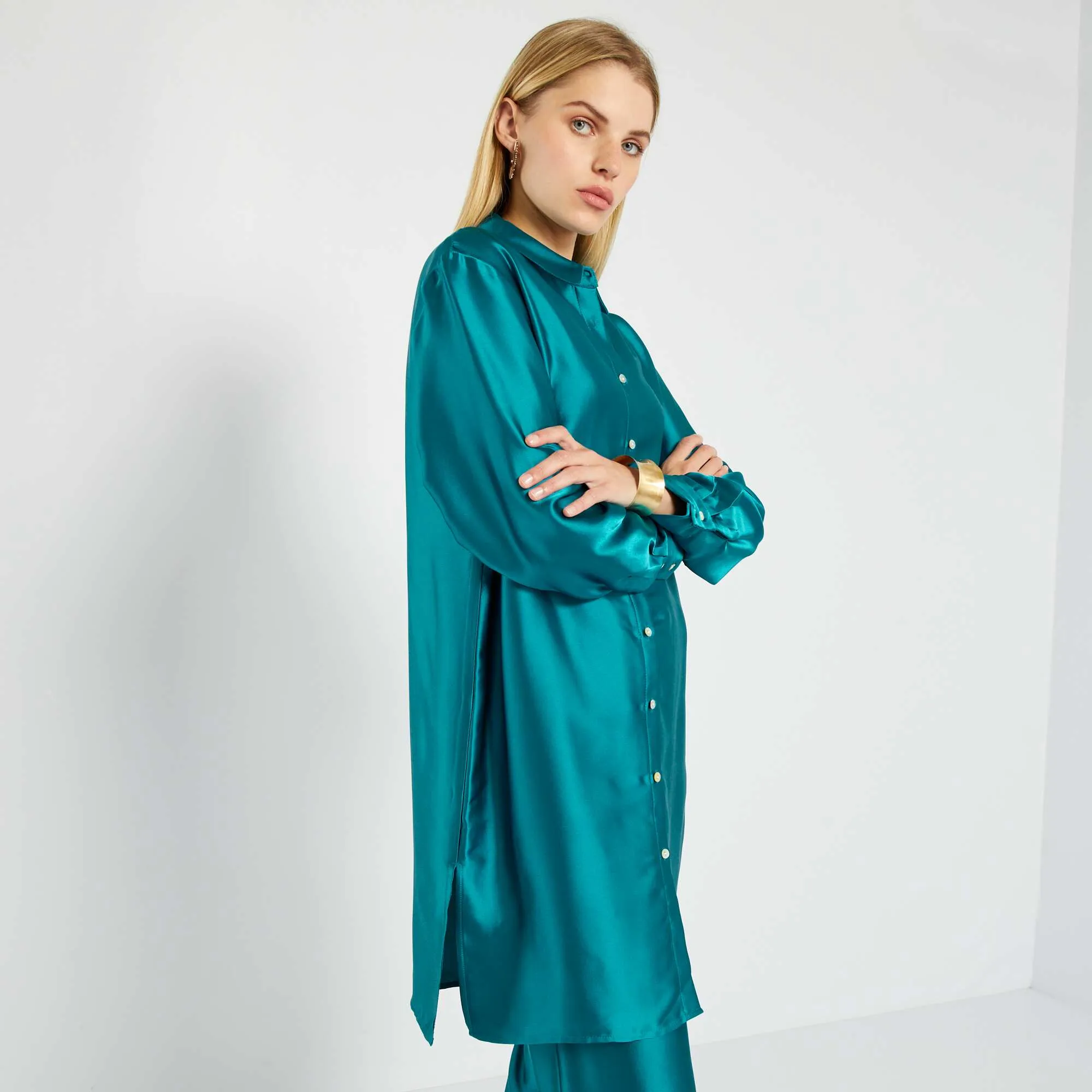Satin-effect mandala shirt BLUE