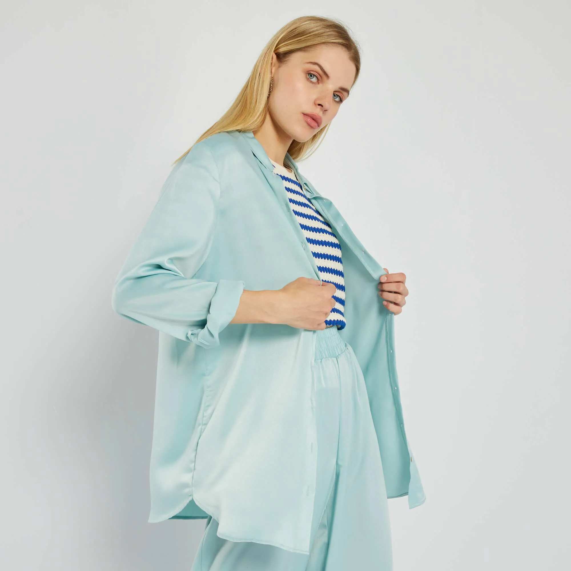 Satin-feel blouse BLUE