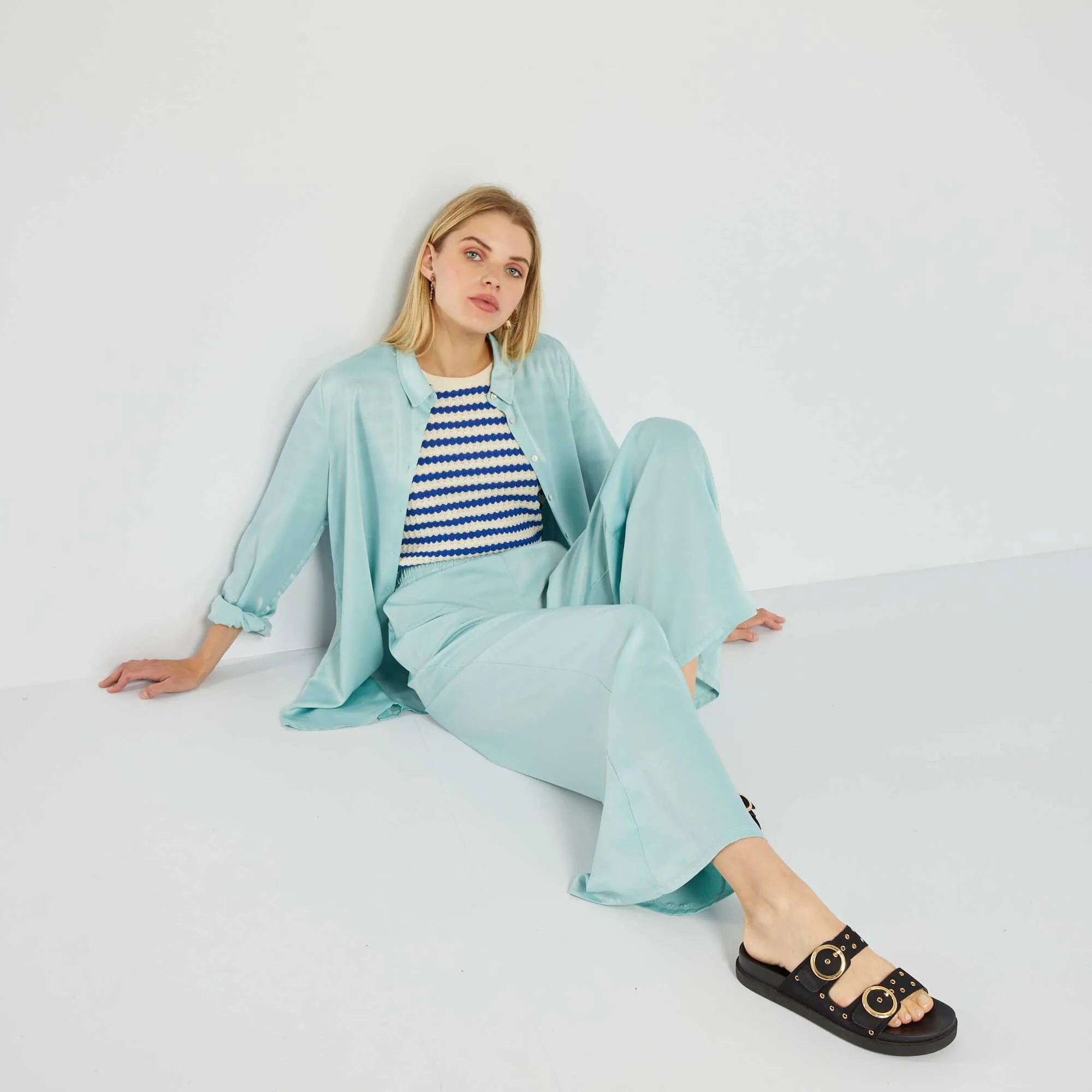 Satin-feel blouse BLUE