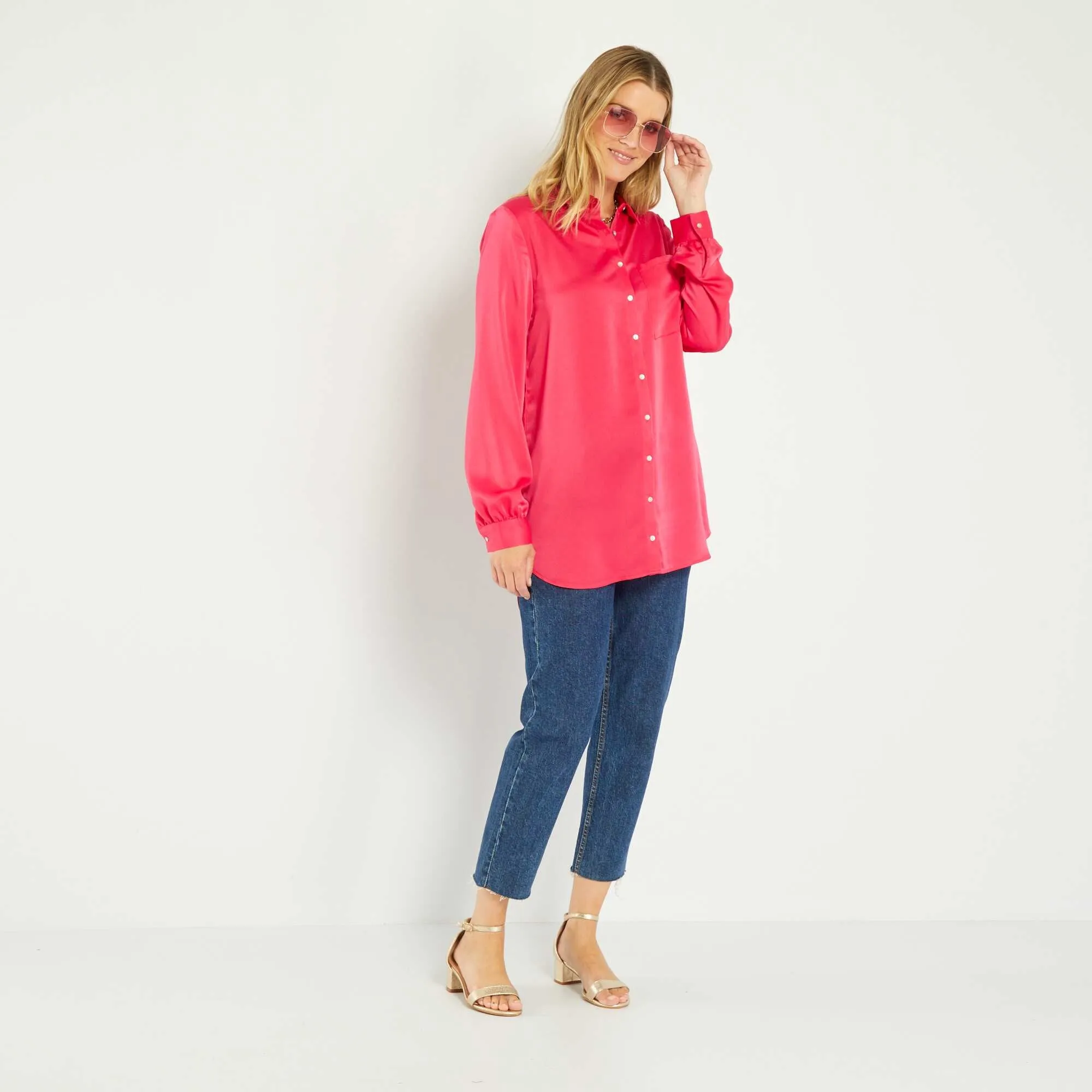 Satin-feel blouse PINK