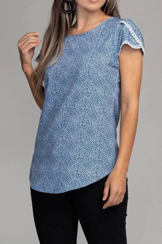 Satin top with lace trim