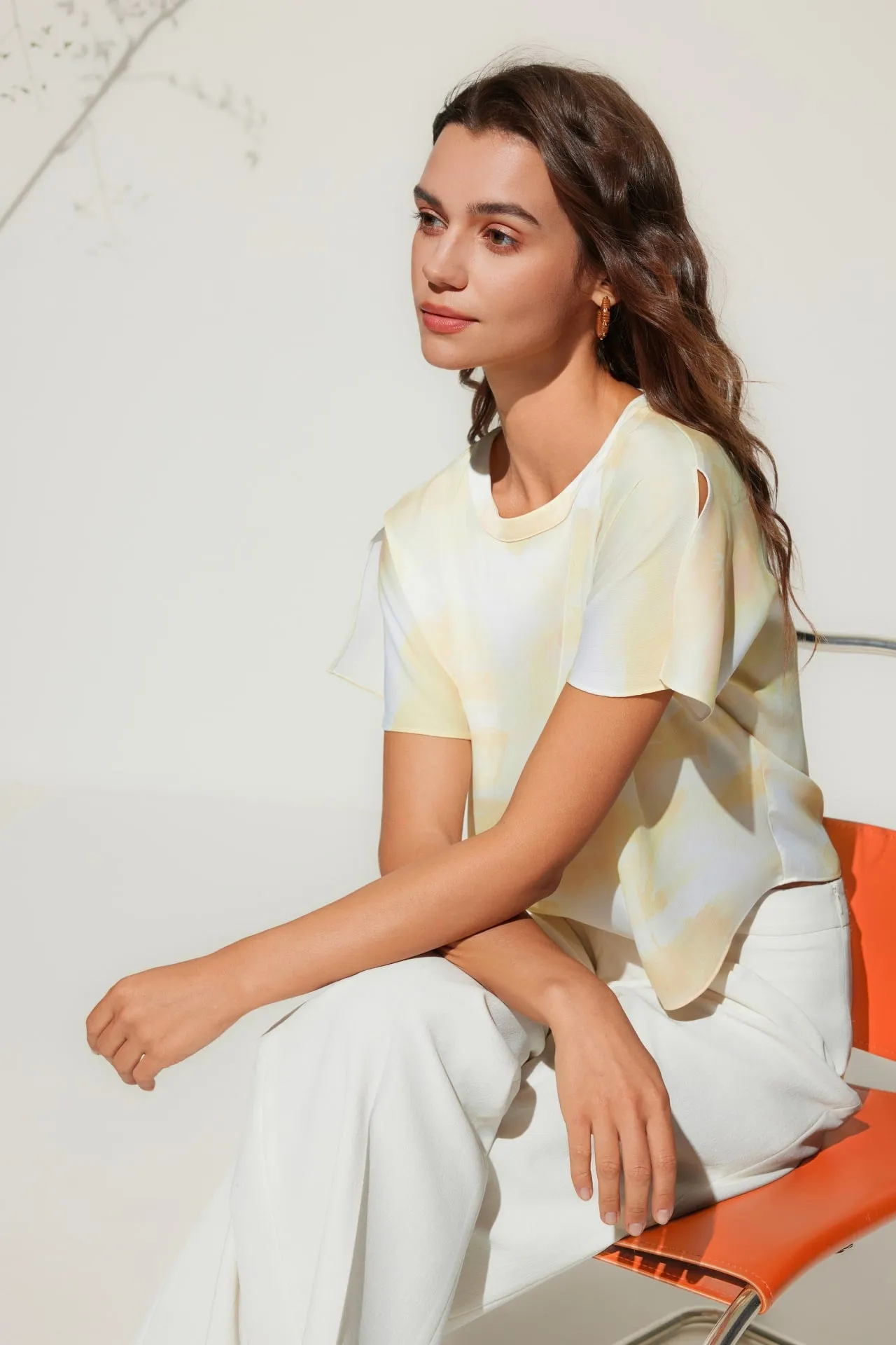 Satin Watercolor Printed Blouse