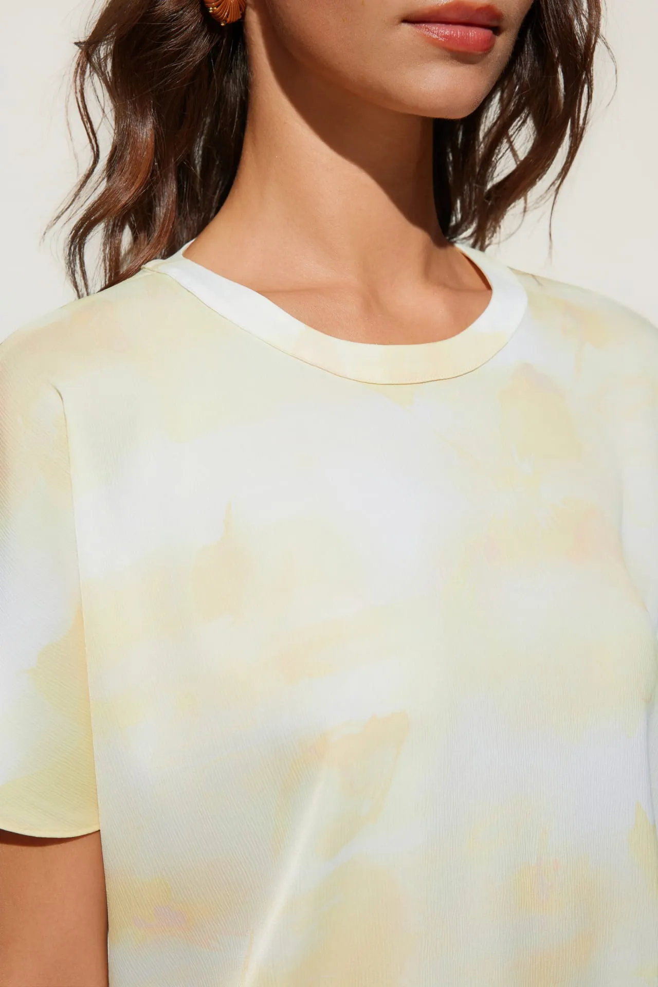 Satin Watercolor Printed Blouse