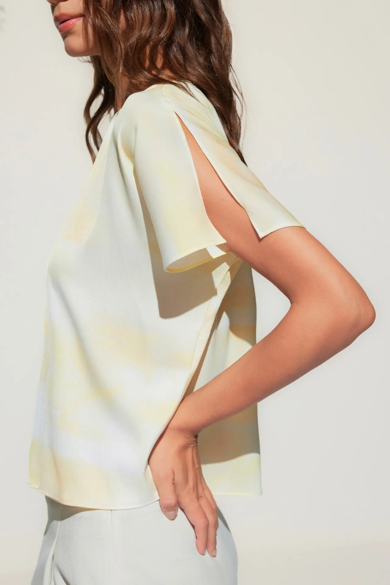 Satin Watercolor Printed Blouse