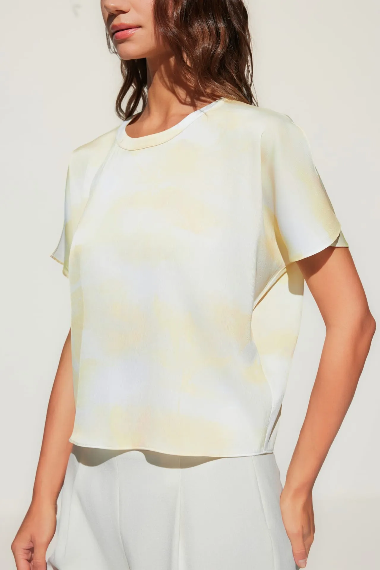 Satin Watercolor Printed Blouse