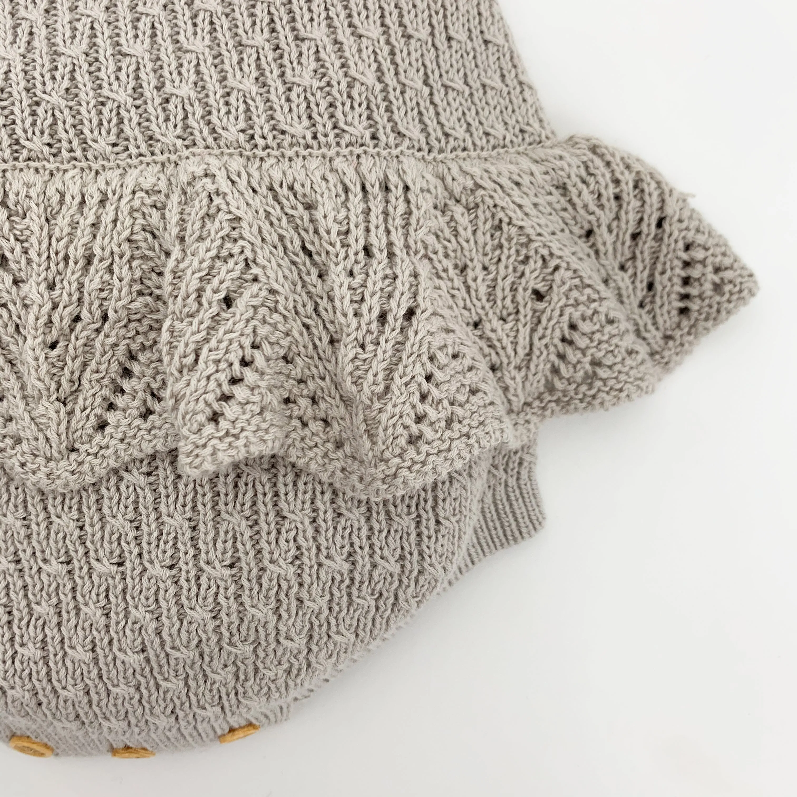 Scallop Frill Knitted Romper - Soft Taupe