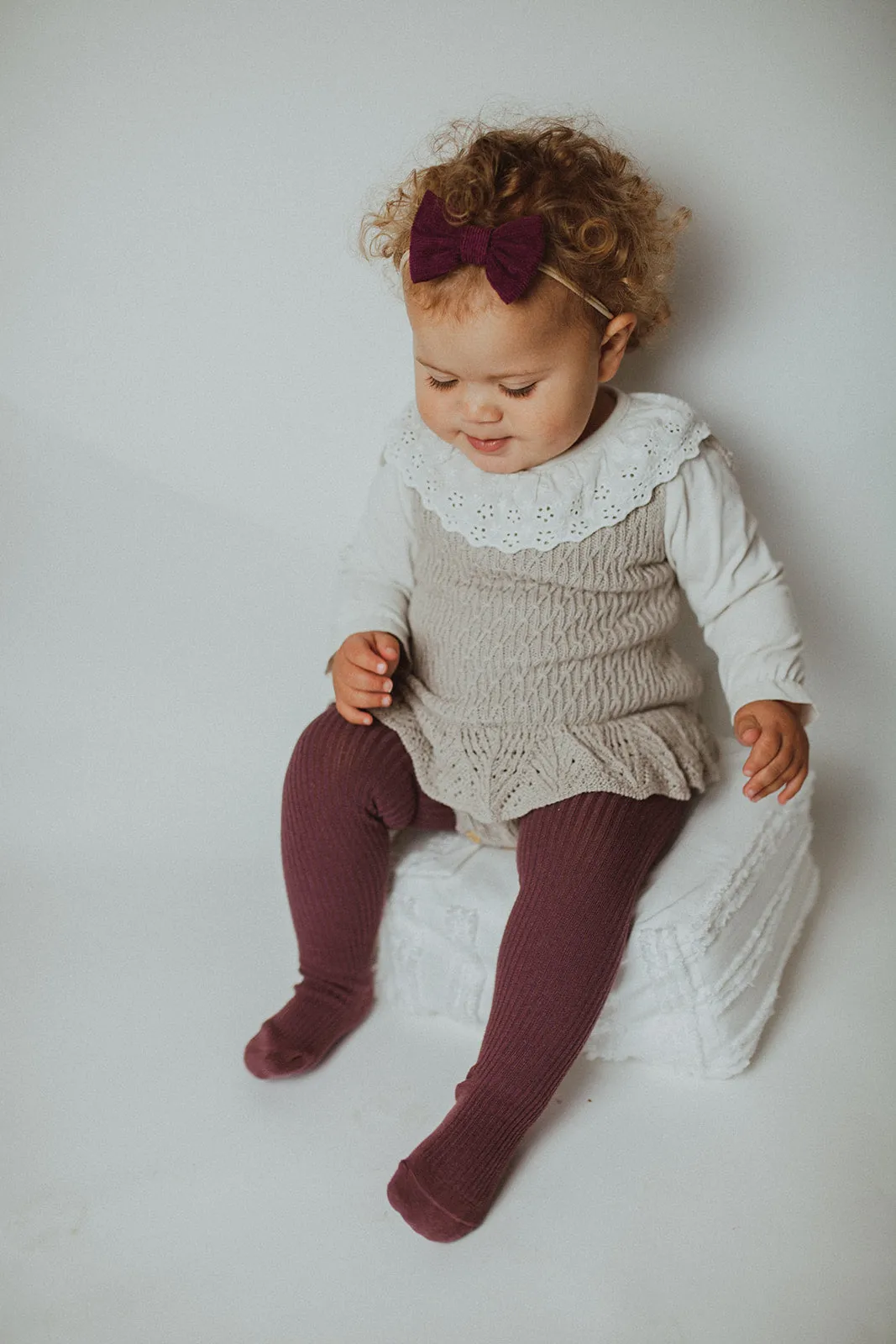 Scallop Frill Knitted Romper - Soft Taupe