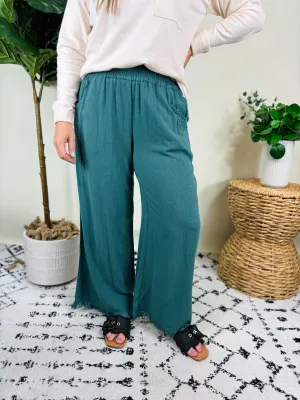 Seaweed Linen Wide Leg Pants