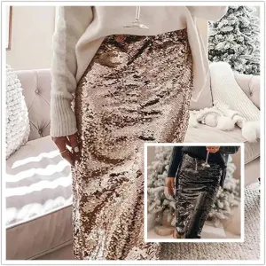 Sequined Glittering Hip A Line Pencil Midi Skirt