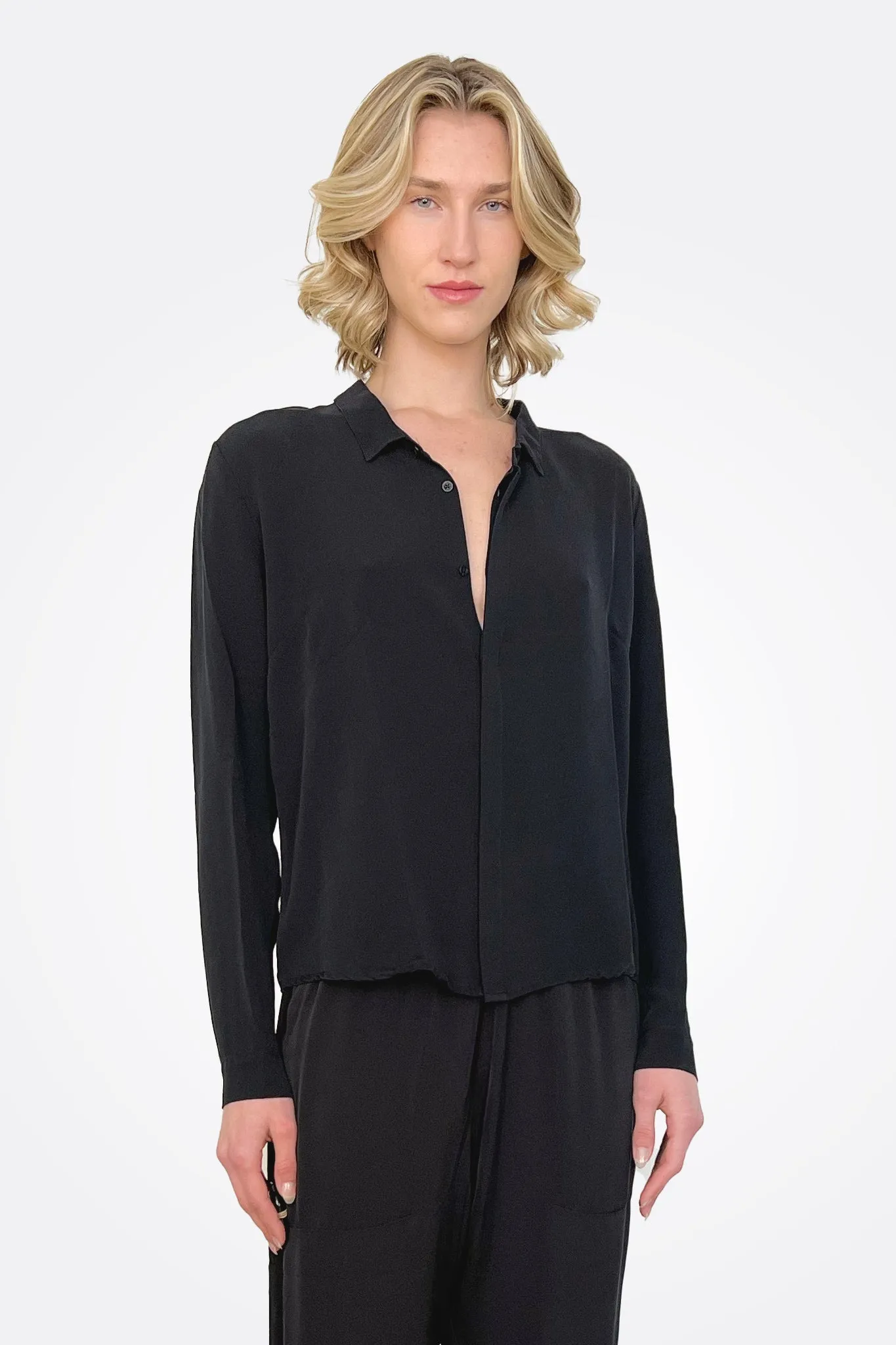Short Button Up Shirt - Black