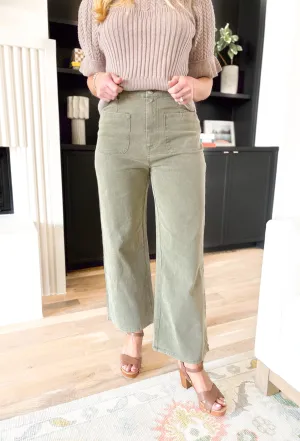 Simone Wide Leg Pants in Olive