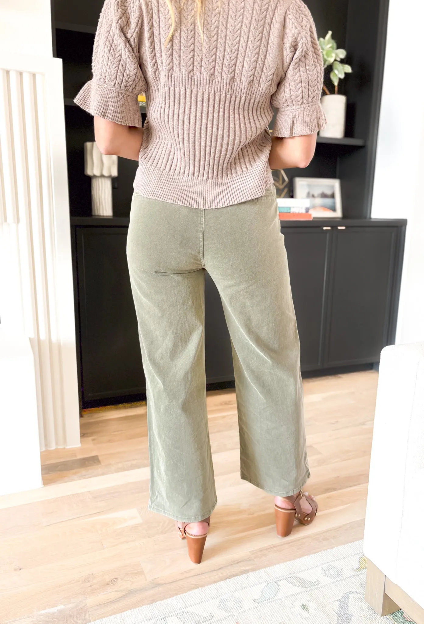 Simone Wide Leg Pants in Olive
