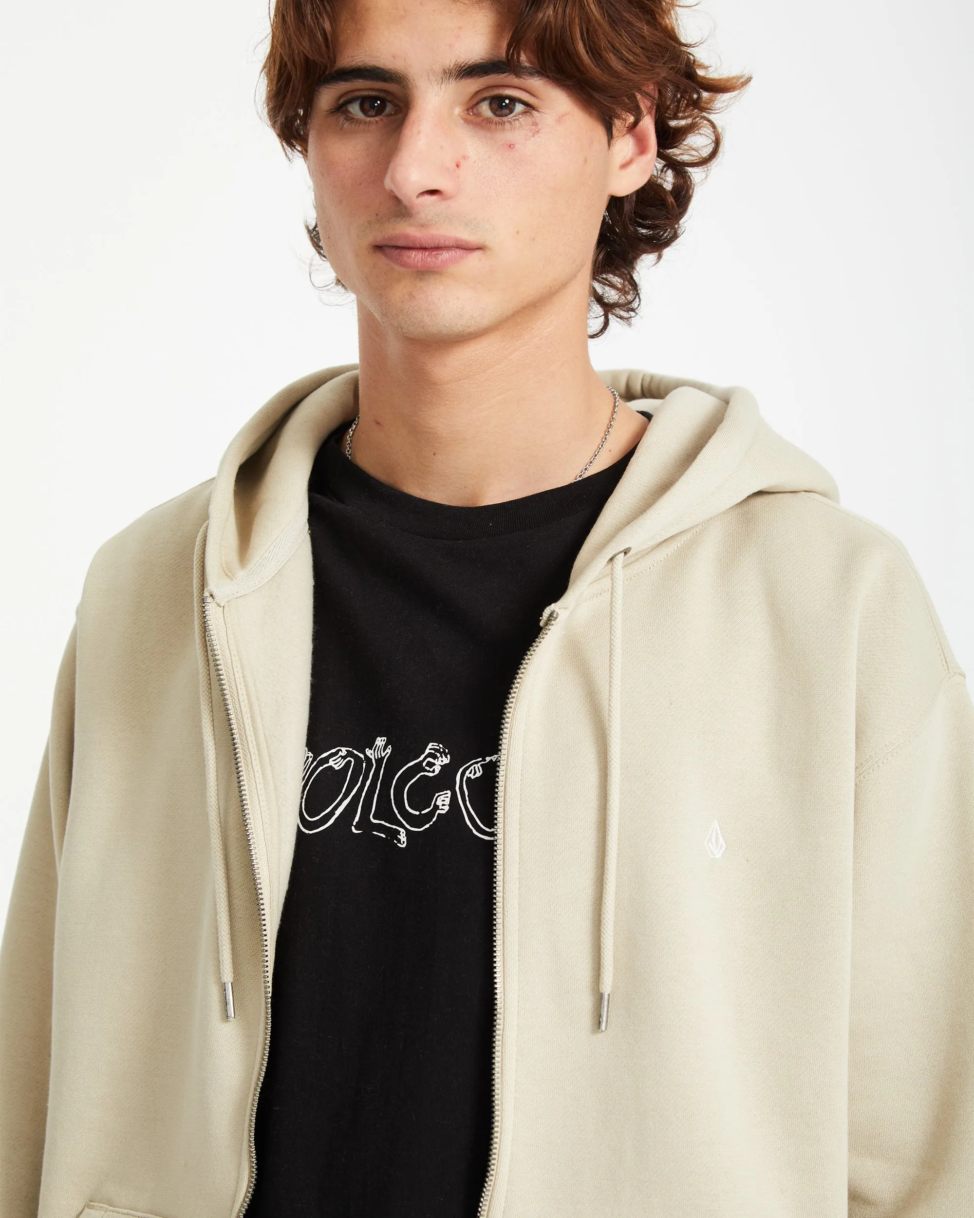 Single Stone Full Zip Hoodie - LIGHT KHAKI