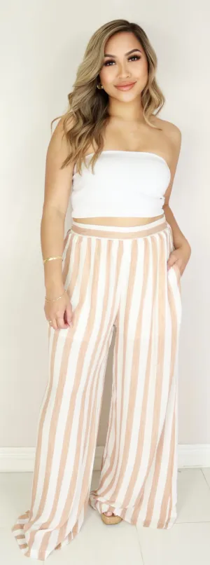SMOCKED BACK WIDE LEG PANTS