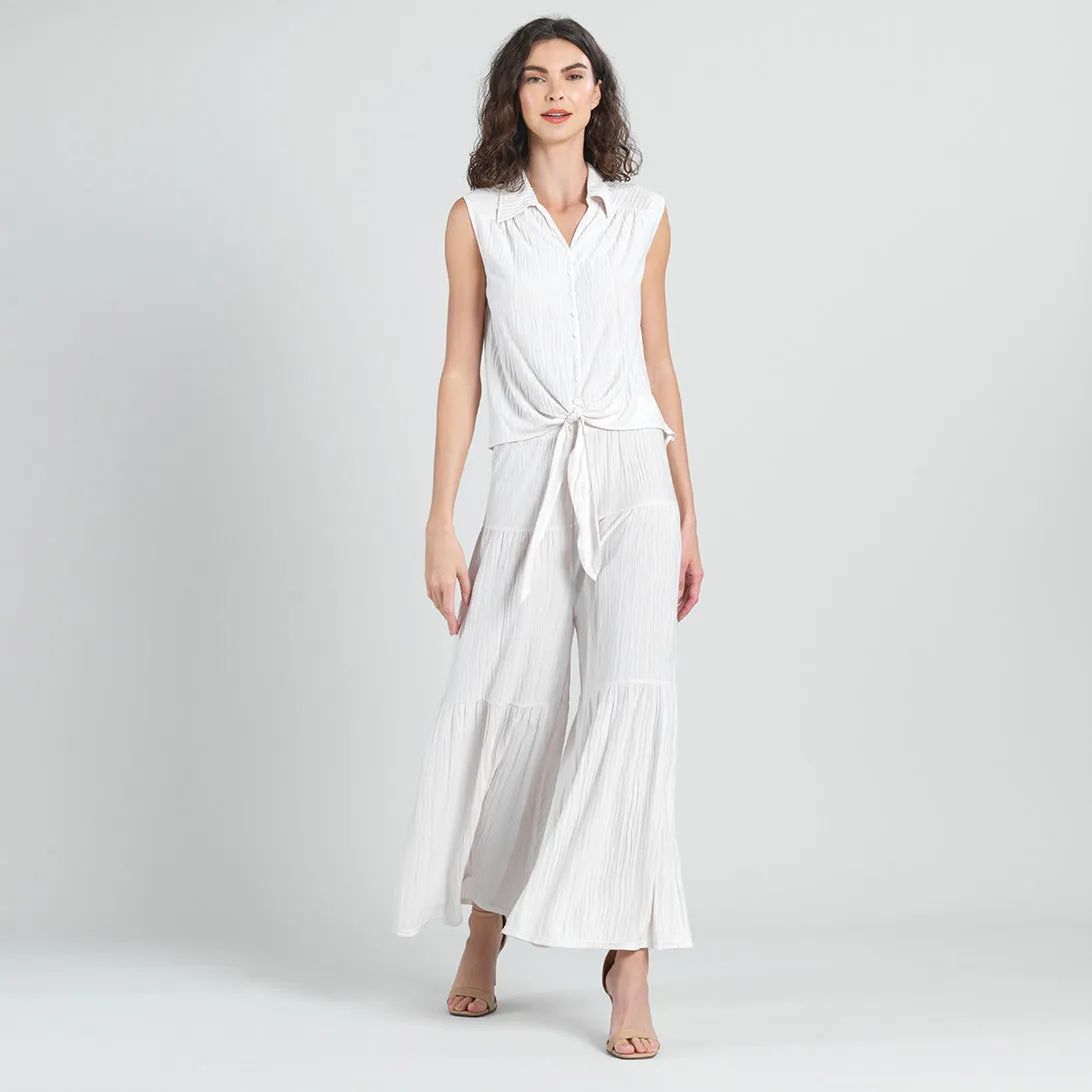 Soft Pleat Knit - Tiered Skirt-Pant - Ivory - Limited Sizes!