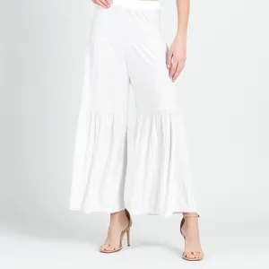 Soft Pleat Knit - Tiered Skirt-Pant - Ivory - Limited Sizes!