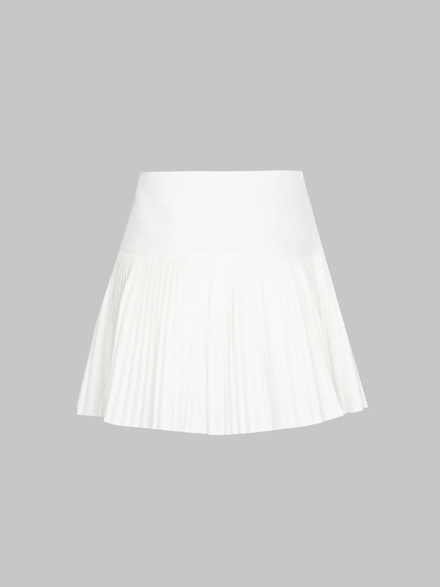 Solid Color Bow Pleated Skirt