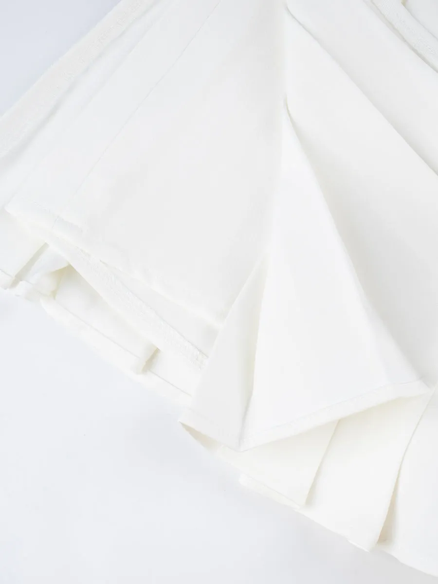 Solid Color Fake Two Pieces Bow Pleated Skirt