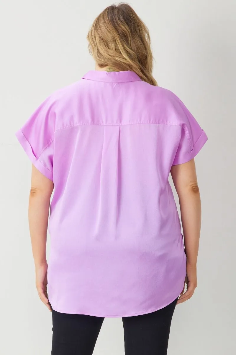 Solid Satin Collared Top