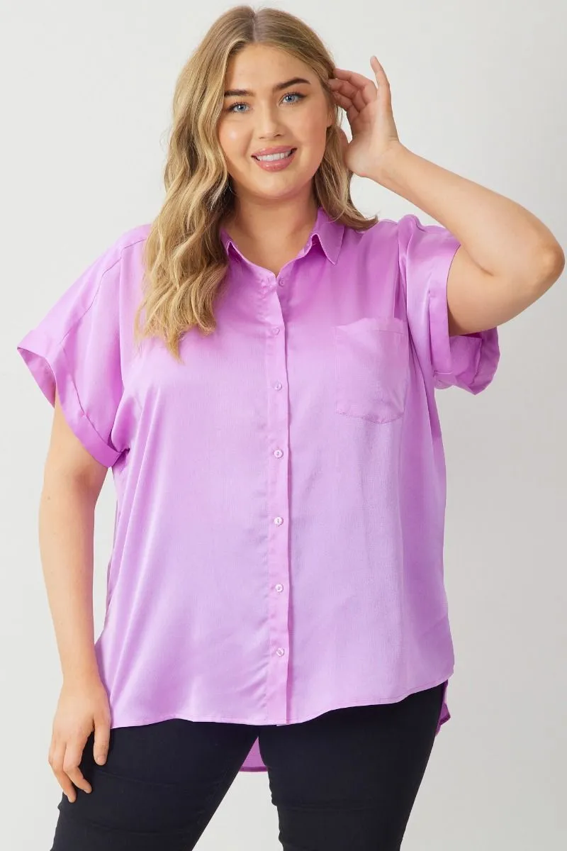 Solid Satin Collared Top