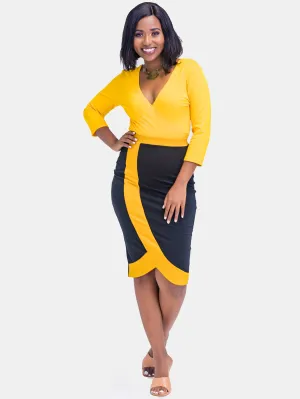 Sowairina Zara Pencil Skirt (Special Offer) - Black/Mustard