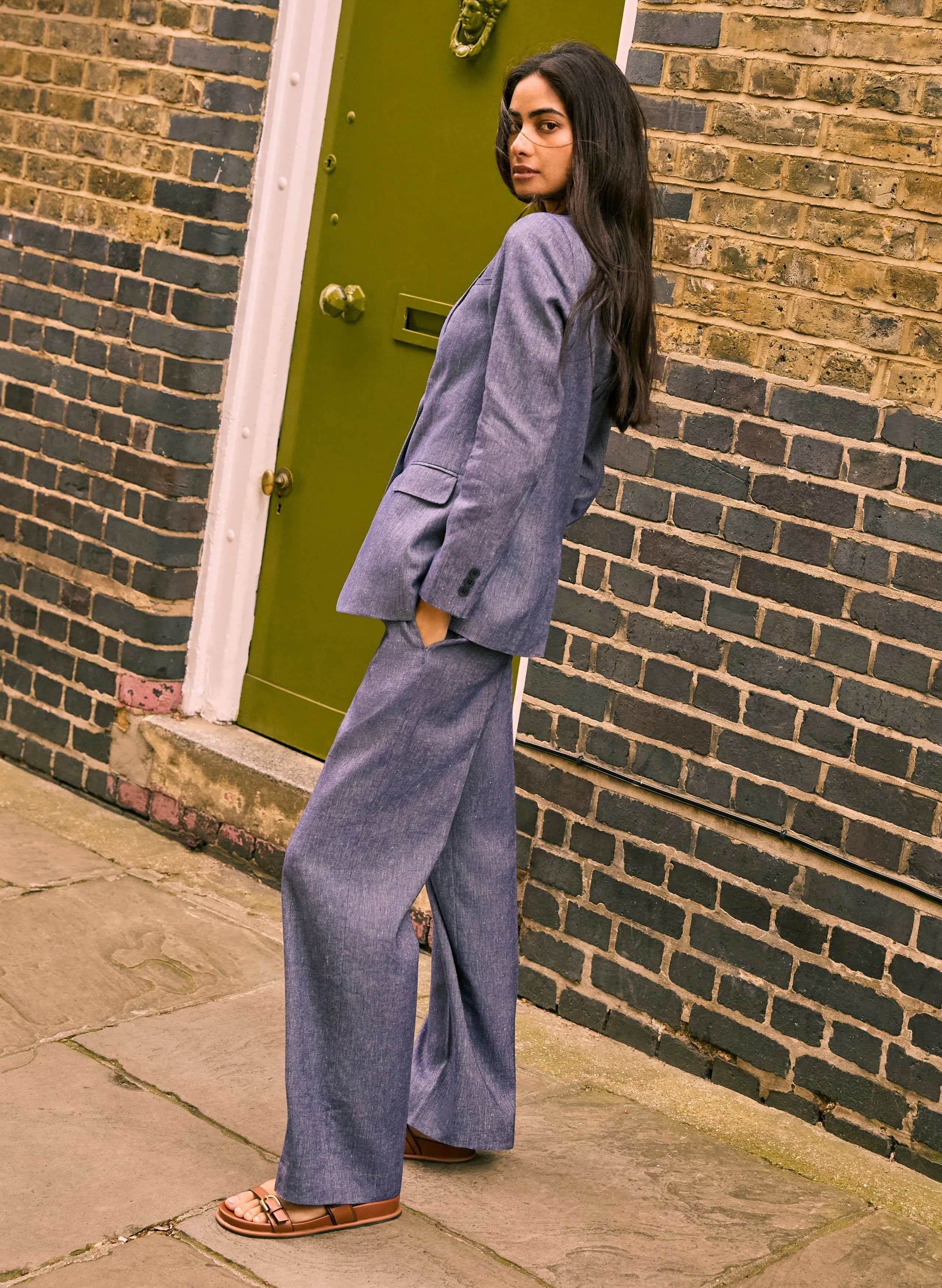 Stina Linen Blazer | Indigo