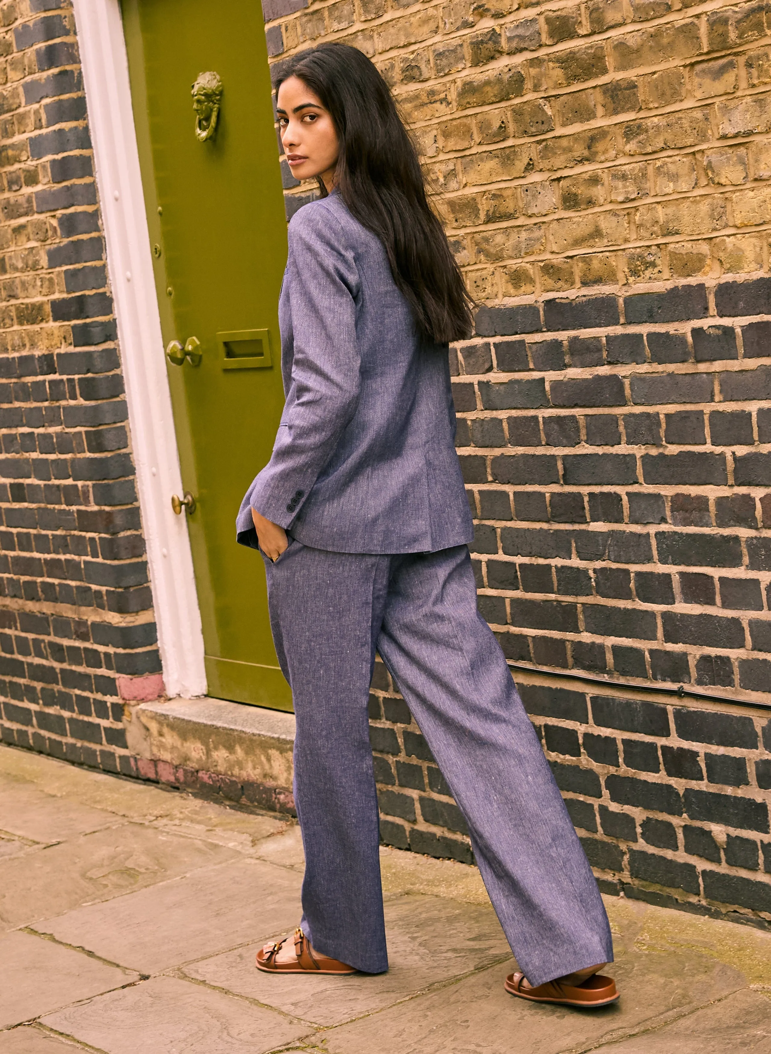 Stina Linen Blazer | Indigo