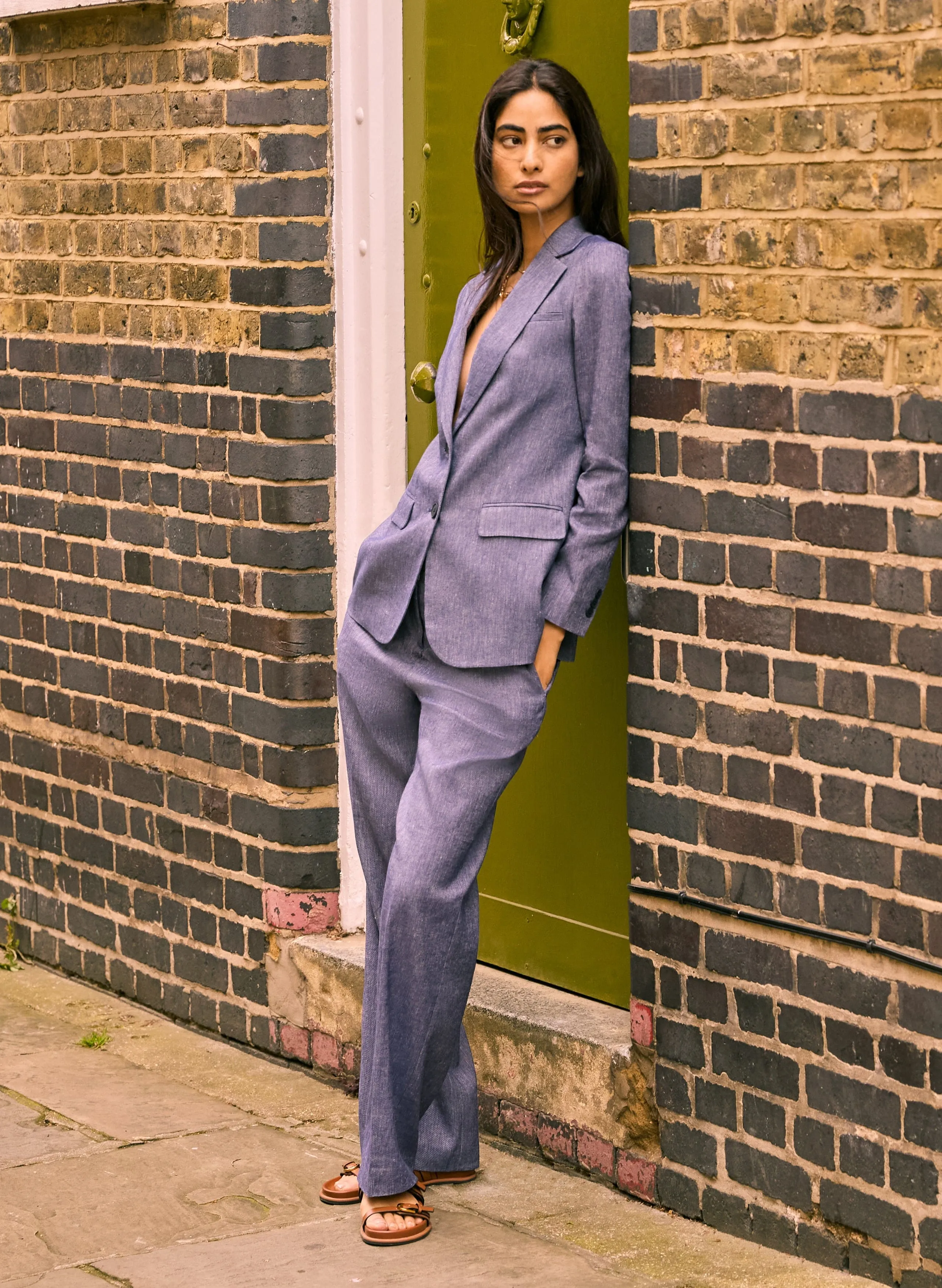 Stina Linen Blazer | Indigo