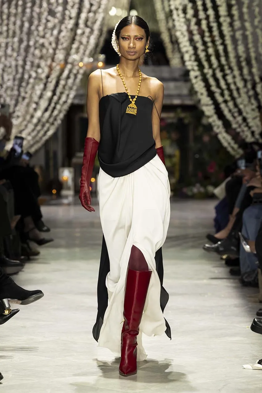 Stone Satin Crepe Sari Skirt