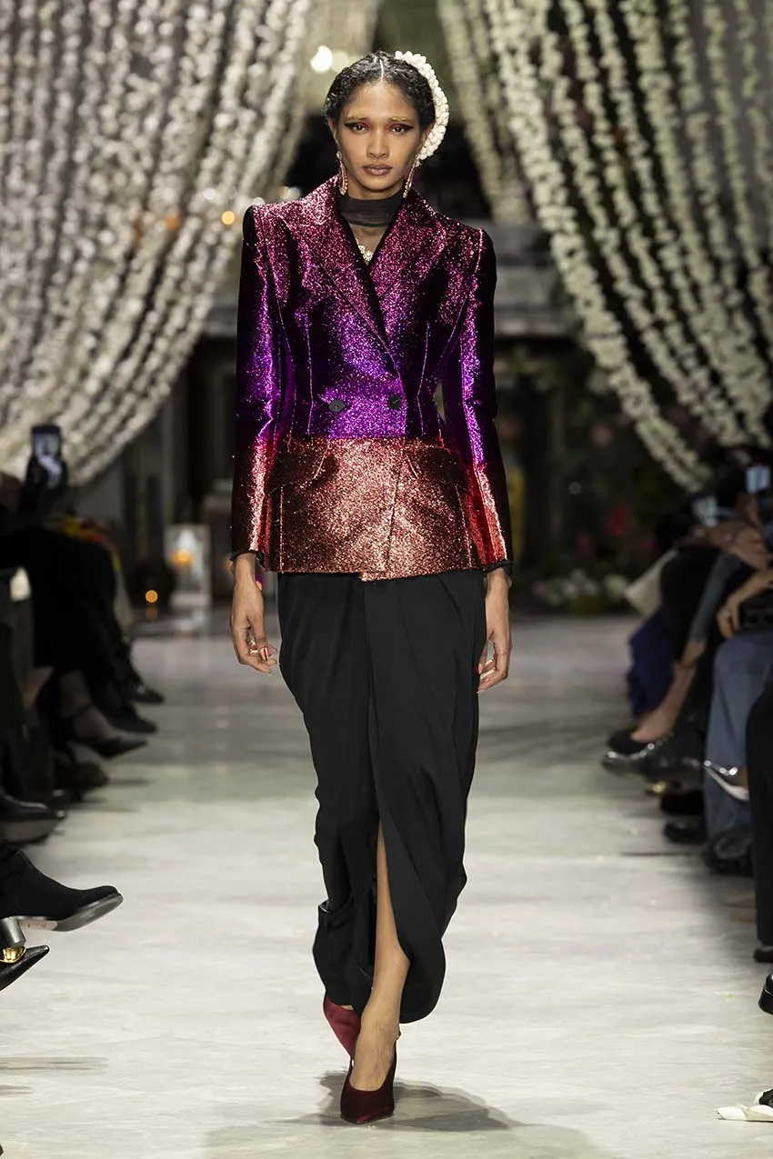 Stone Satin Crepe Sari Skirt