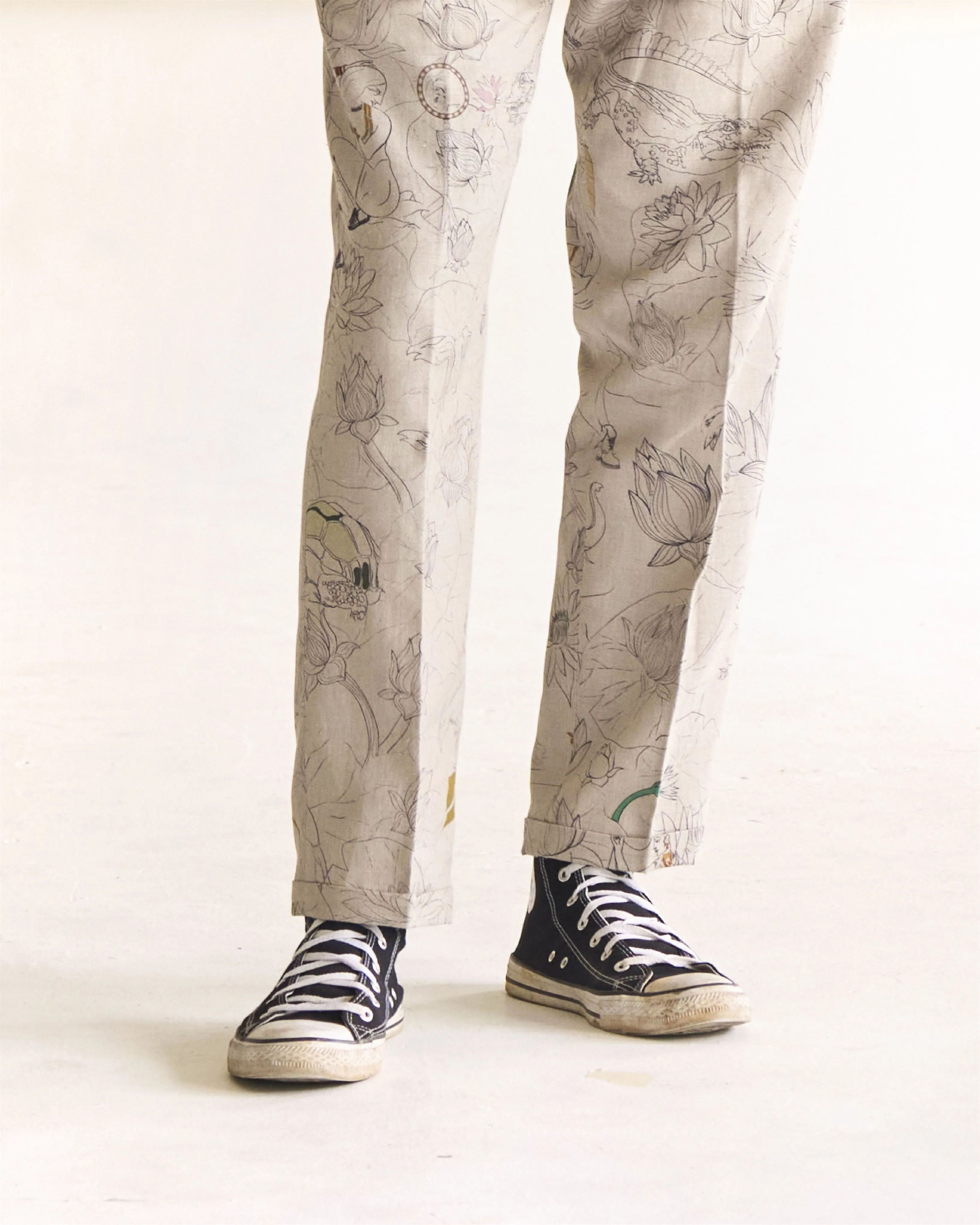 Summer Trousers Fresco Raahi Linen White P102LI534 SuketDhir