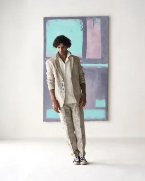 Summer Trousers Fresco Raahi Linen White P102LI534 SuketDhir