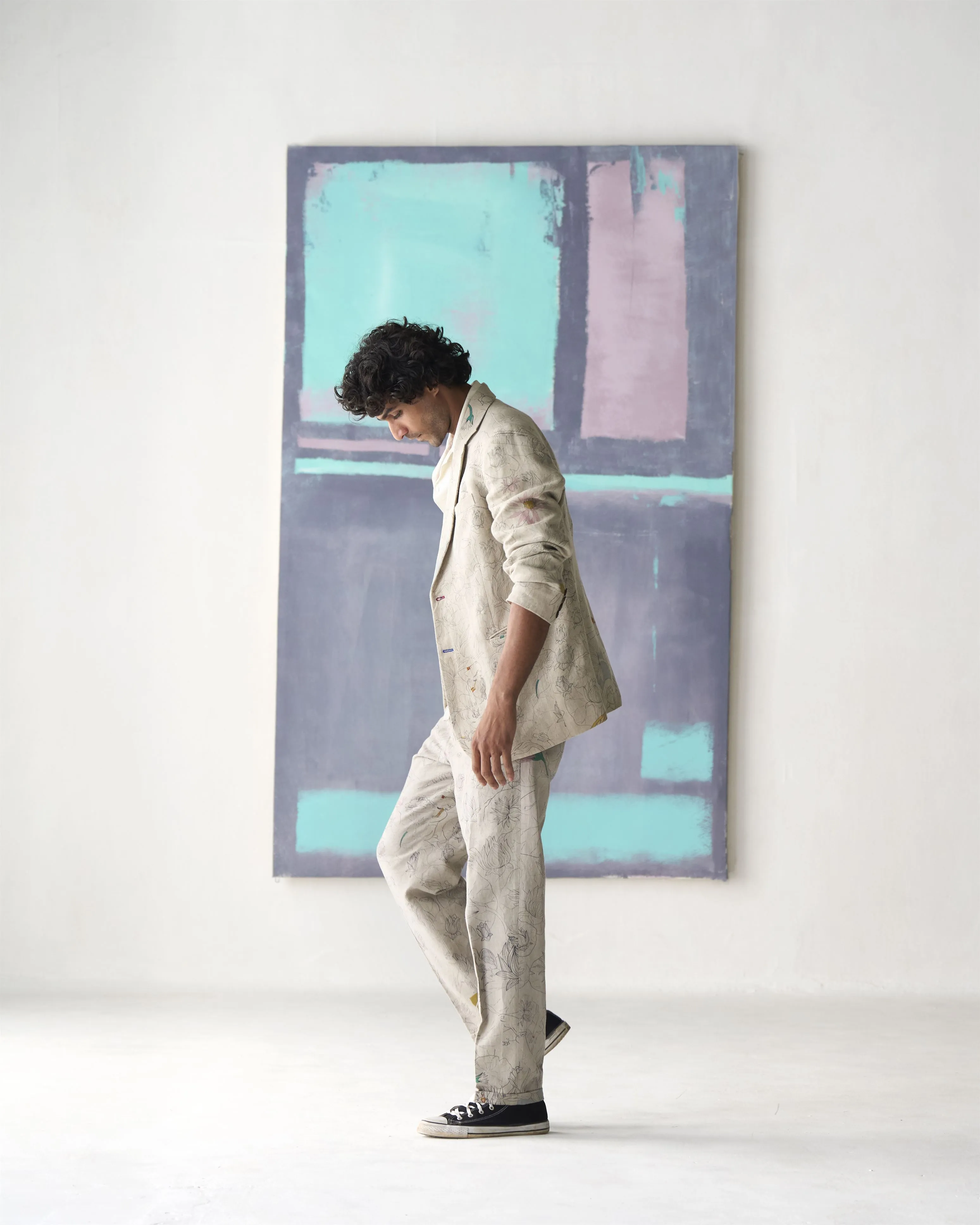 Summer Trousers Fresco Raahi Linen White P102LI534 SuketDhir