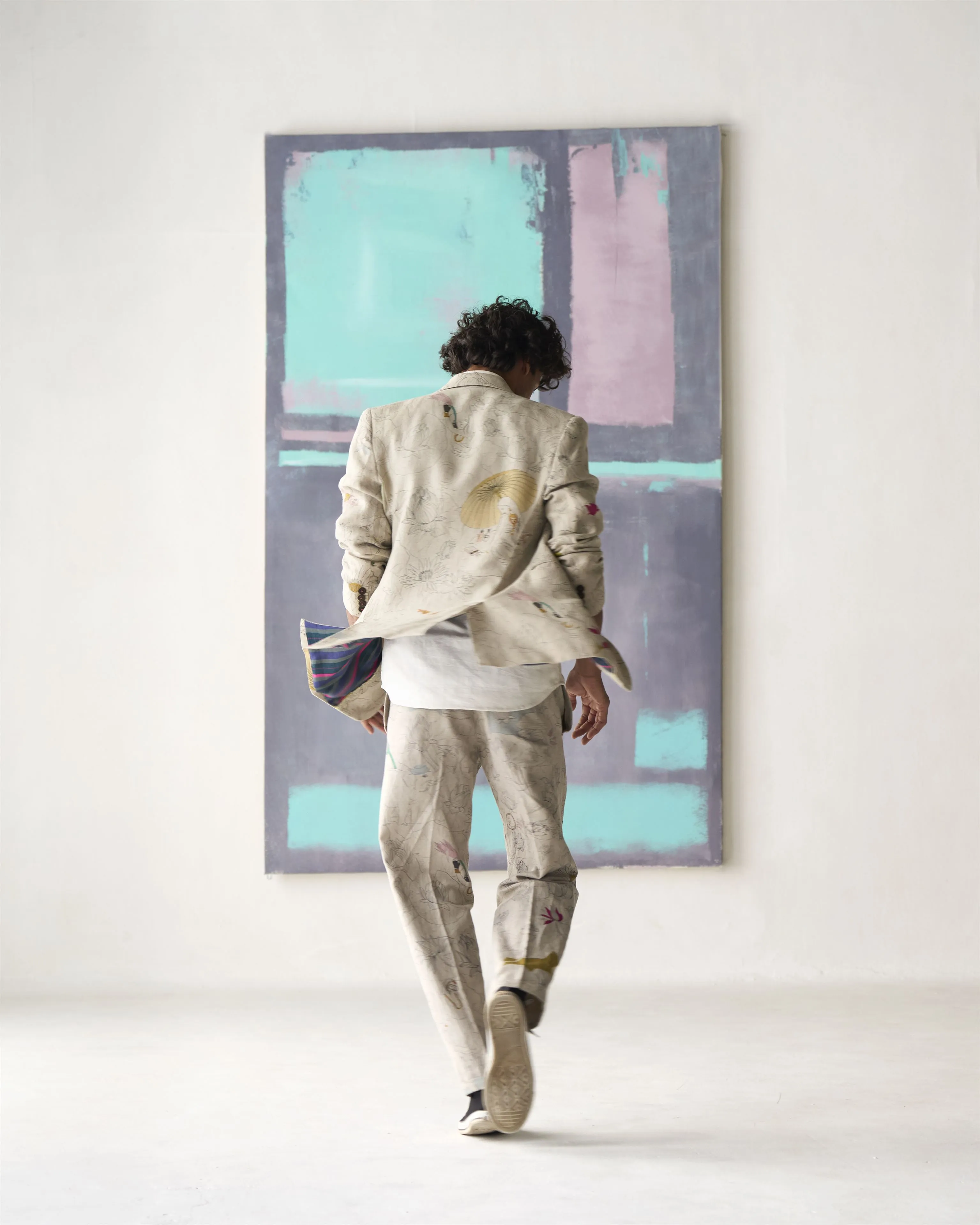 Summer Trousers Fresco Raahi Linen White P102LI534 SuketDhir