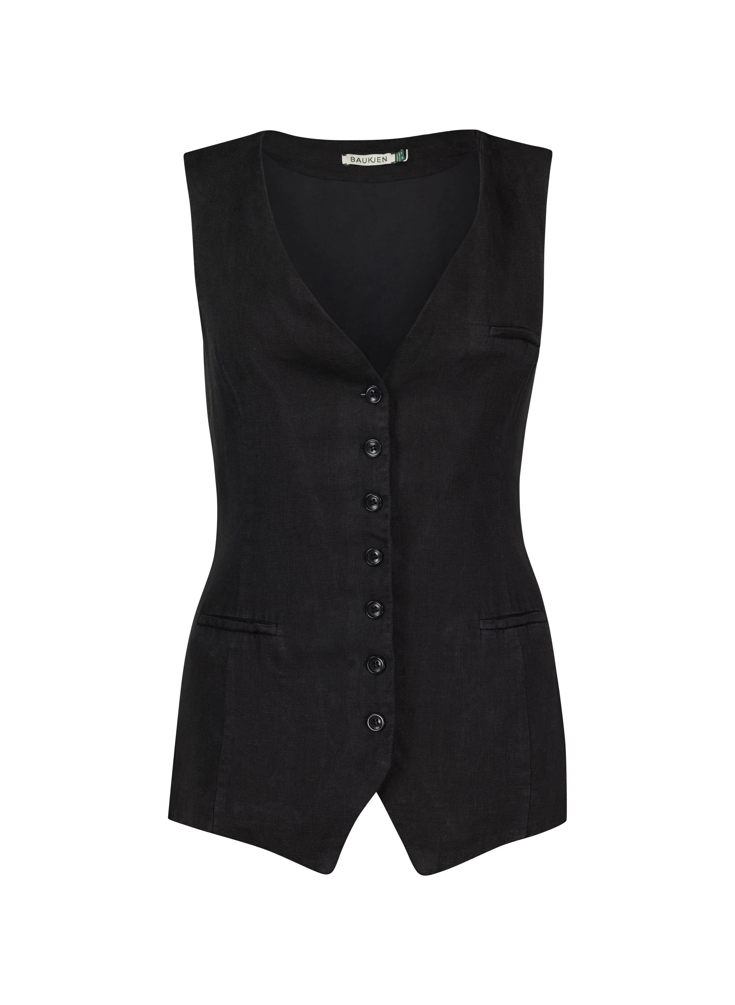 Tallulah Linen Waistcoat | Caviar Black