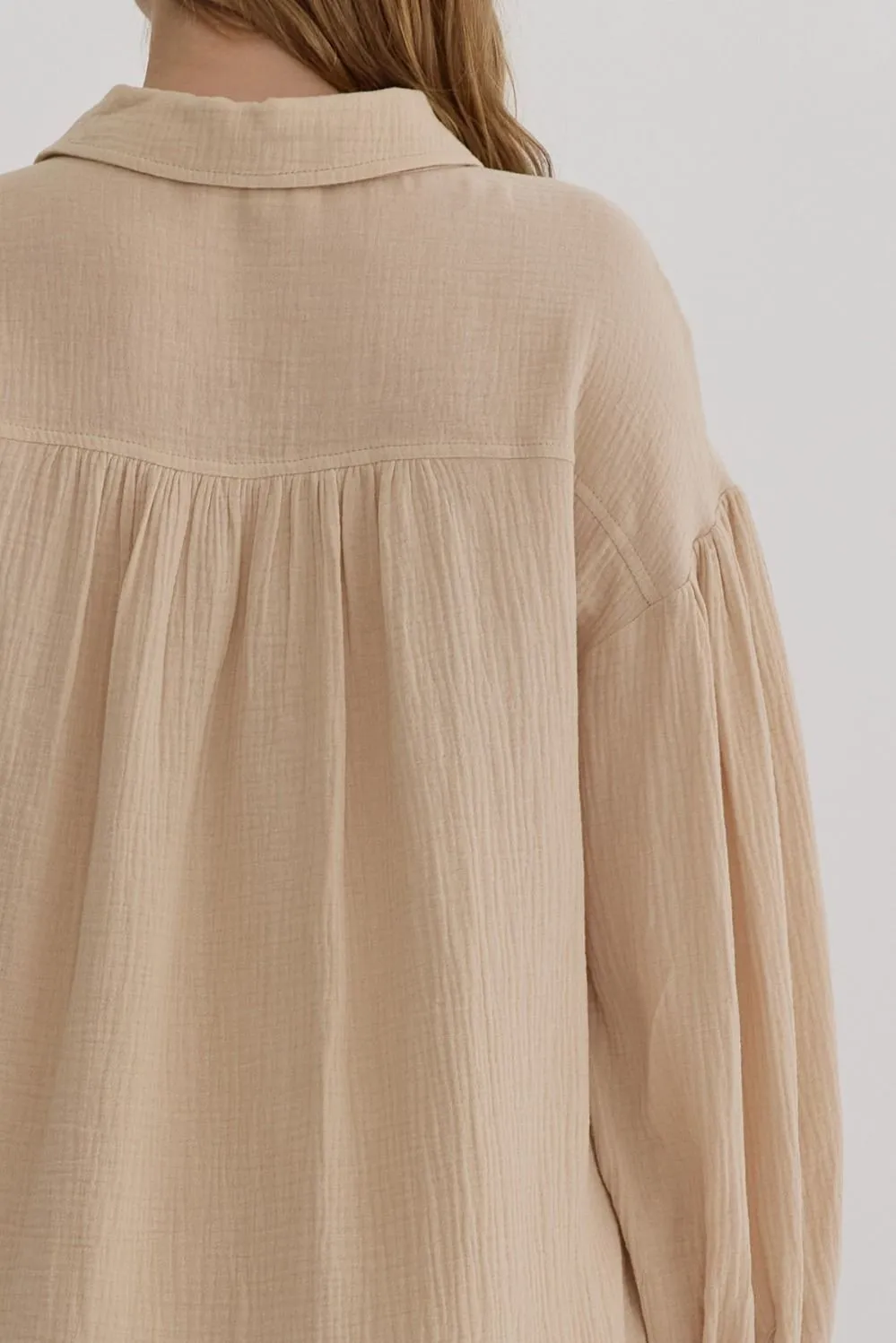 Textured Long Sleeve Button Up