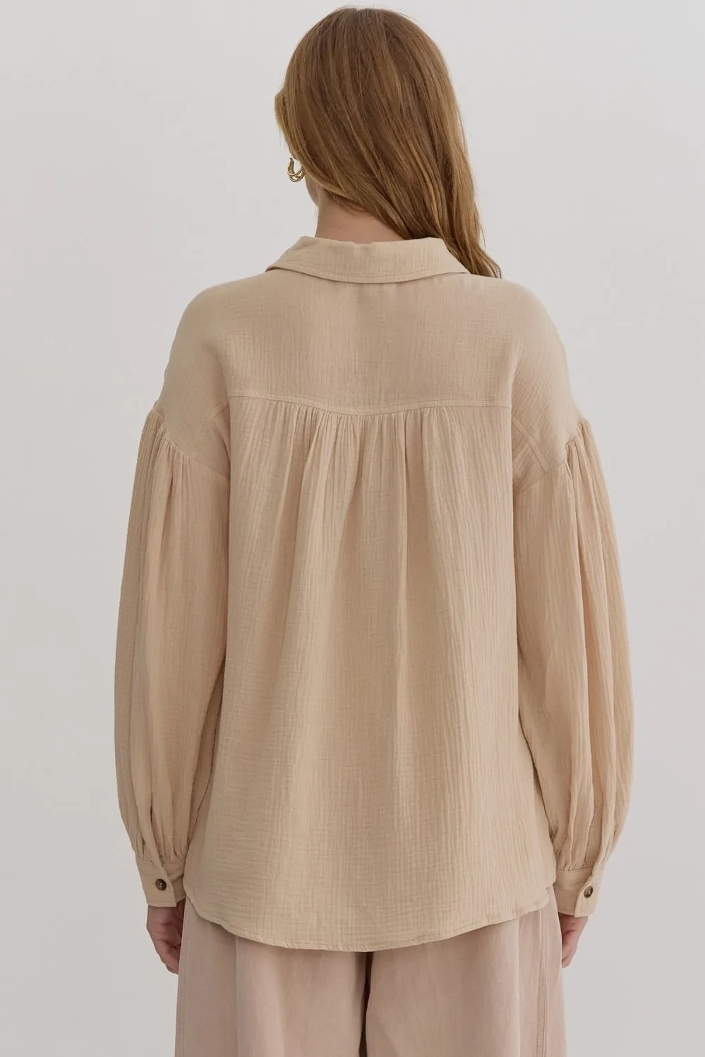 Textured Long Sleeve Button Up