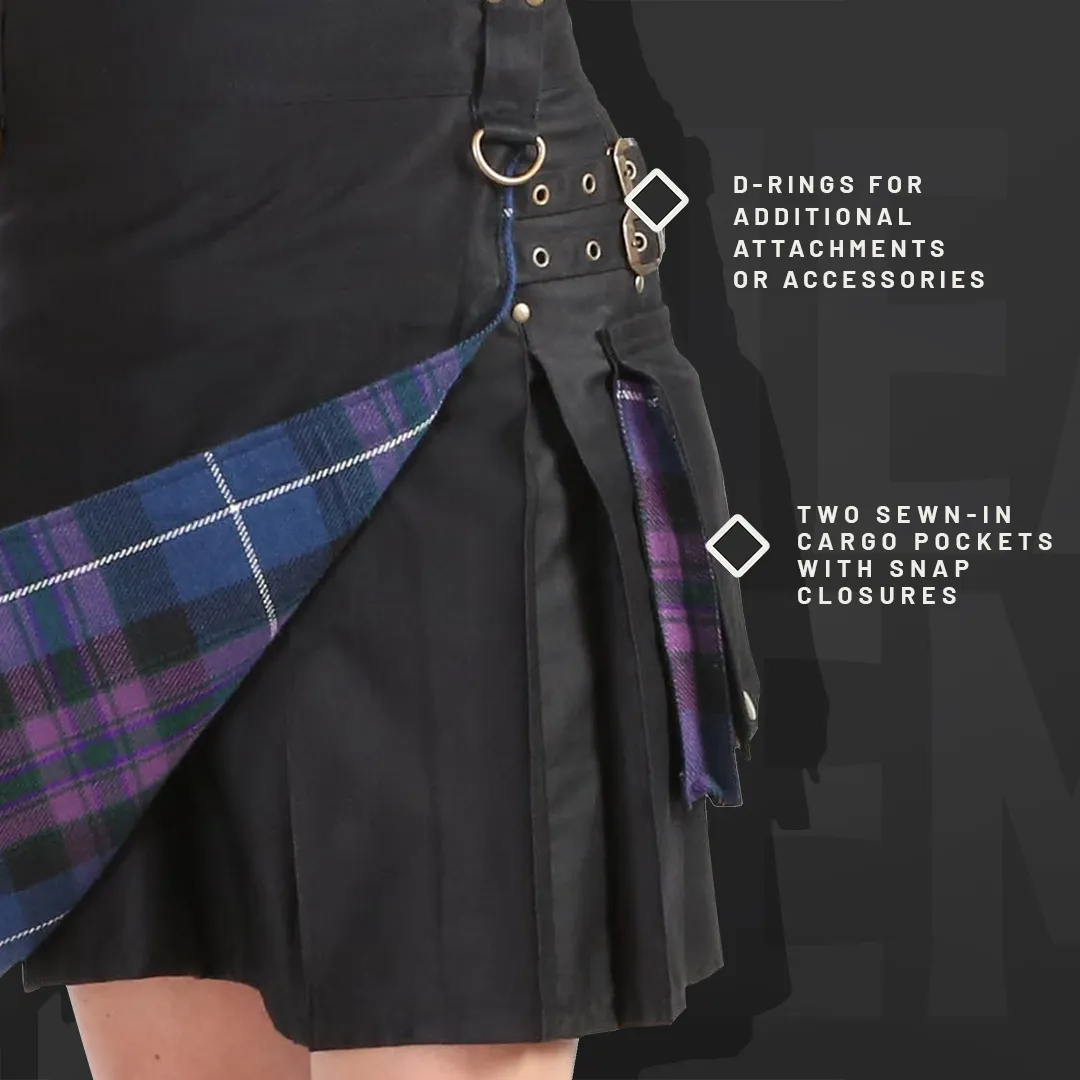 The Rhona Kilt - Black and Tartan